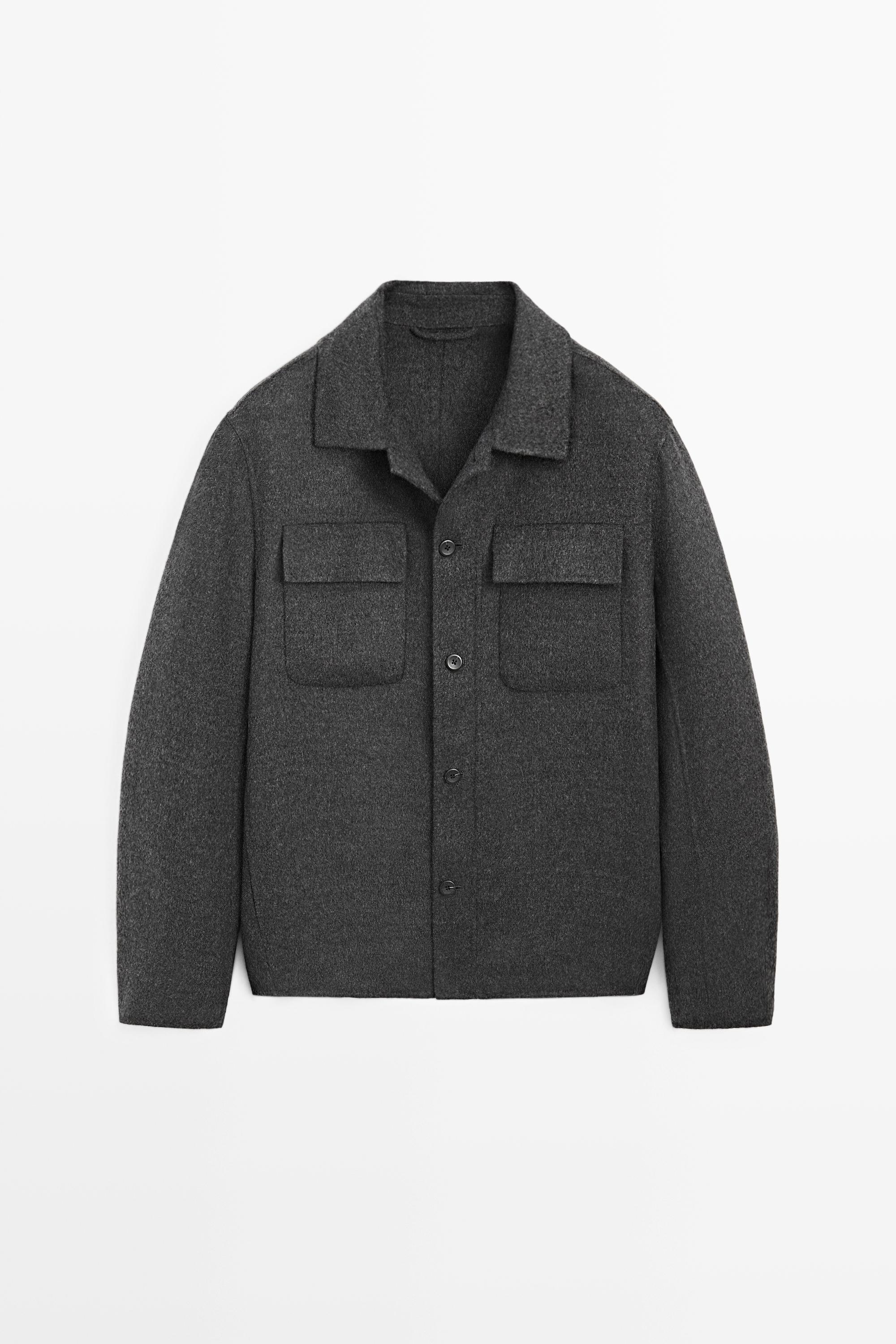 Wool blend overshirt with pocket detail
