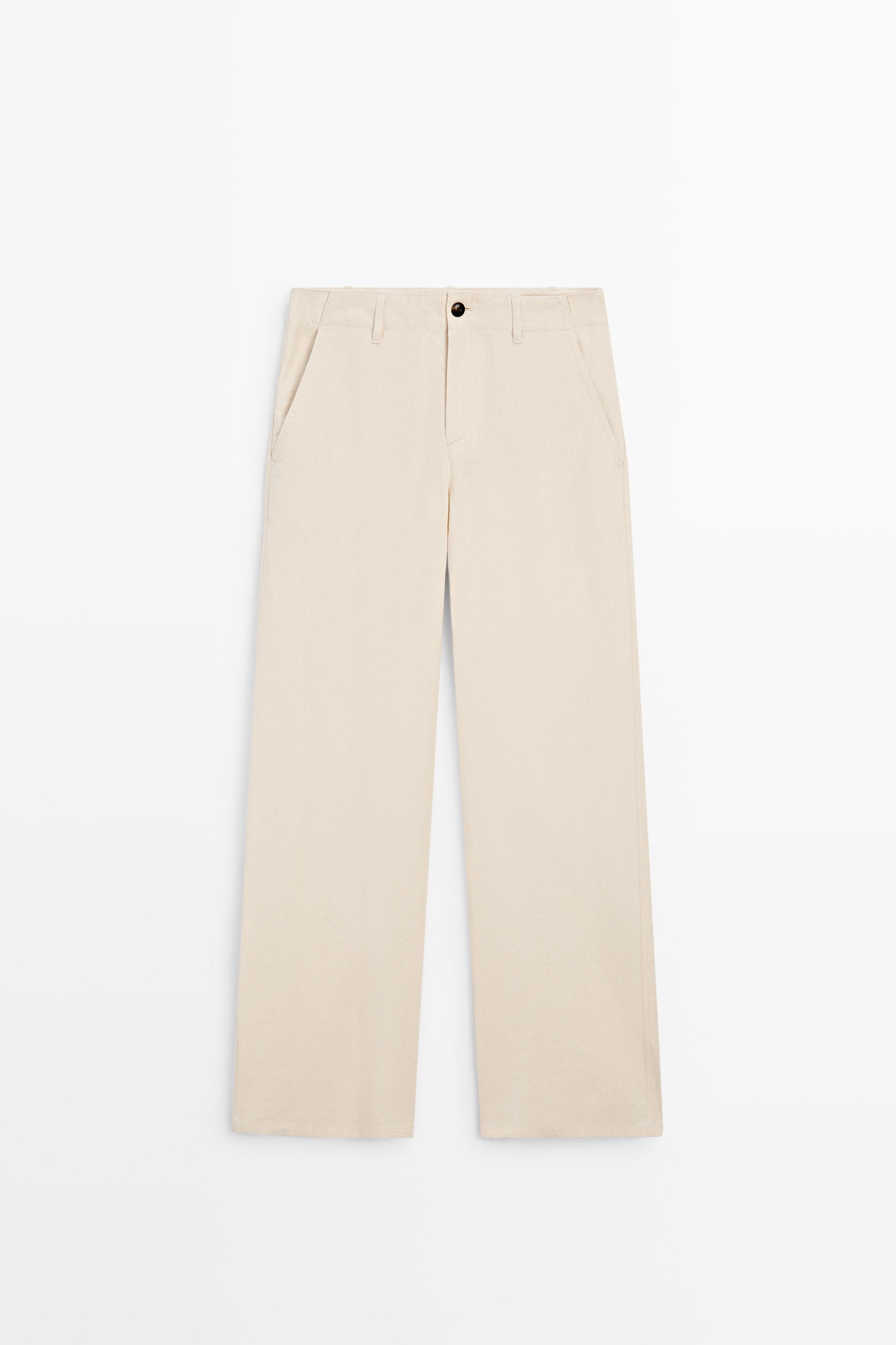 Linen blend relaxed fit pants