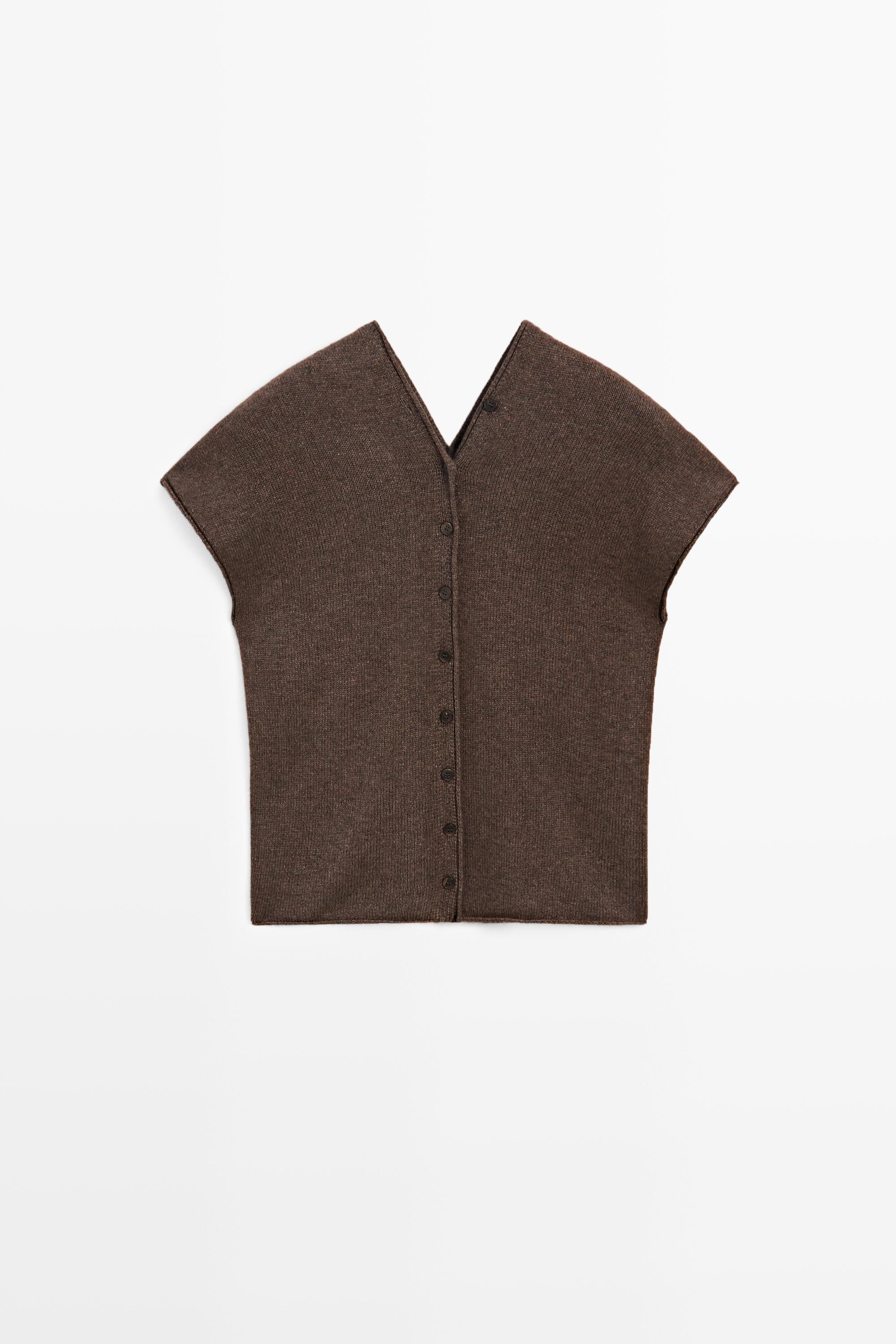 Wool blend V-neck knit vest