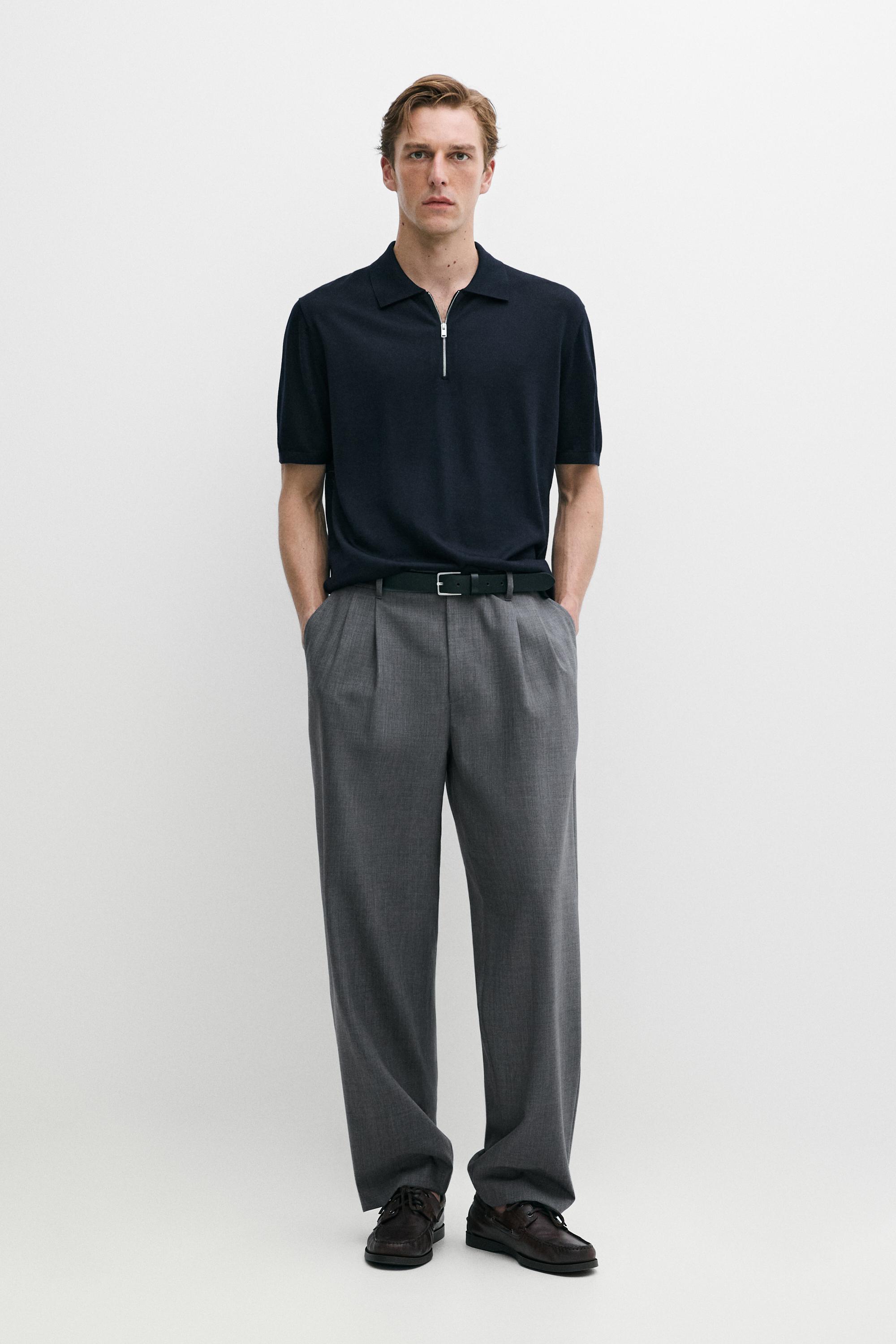 Wool blend zip-detail polo shirt