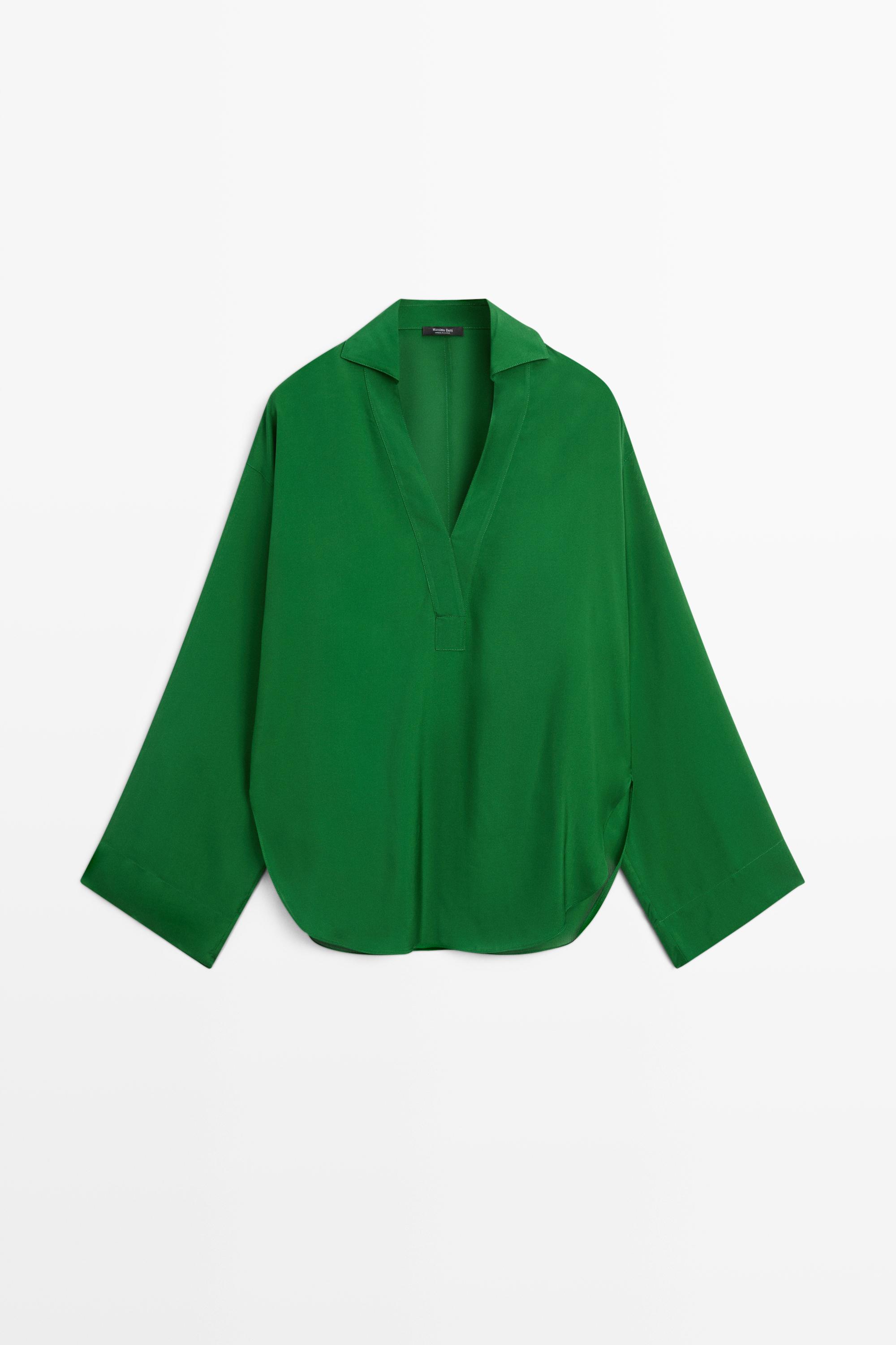 Long sleeve flowing polo shirt