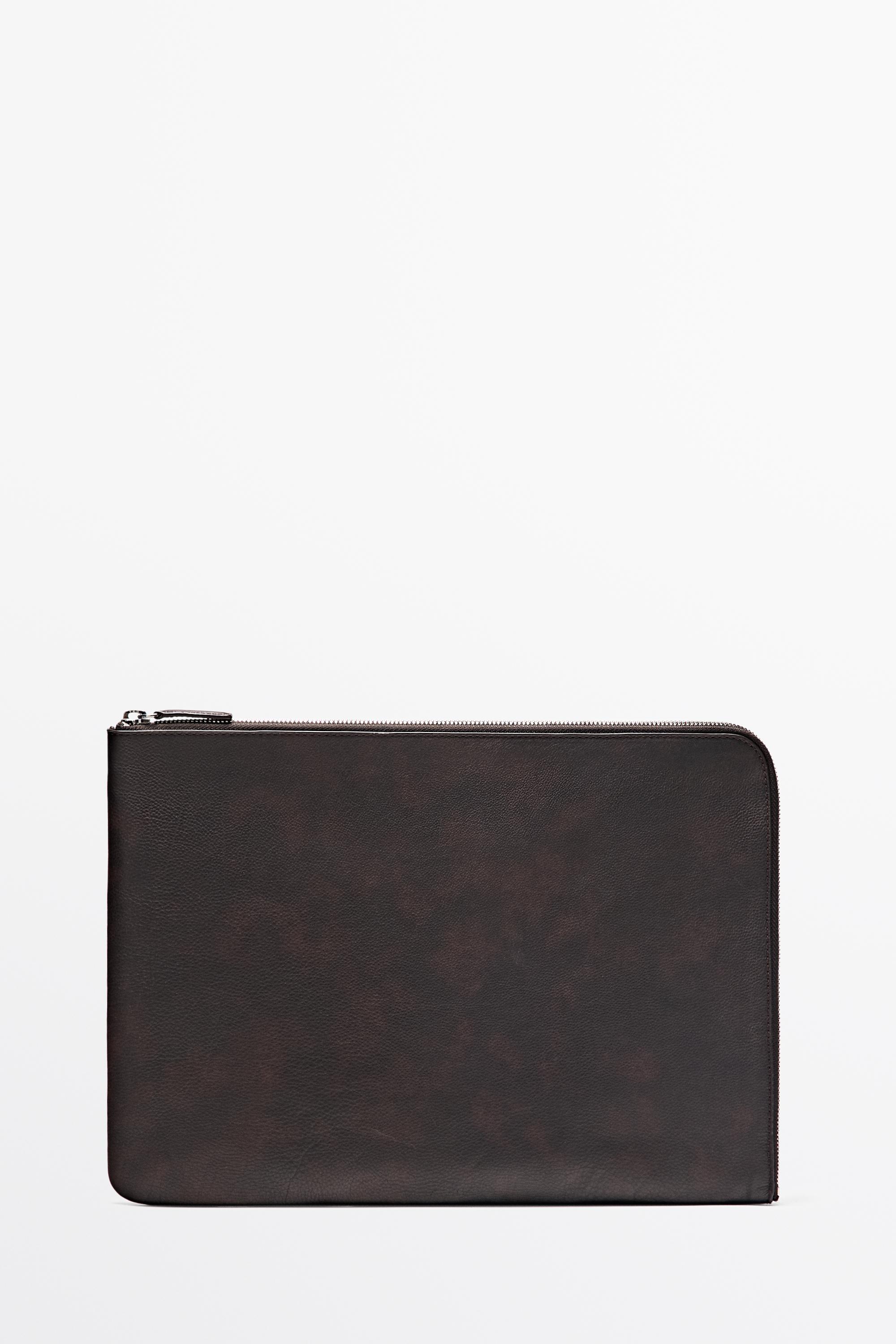 Large nappa leather laptop case