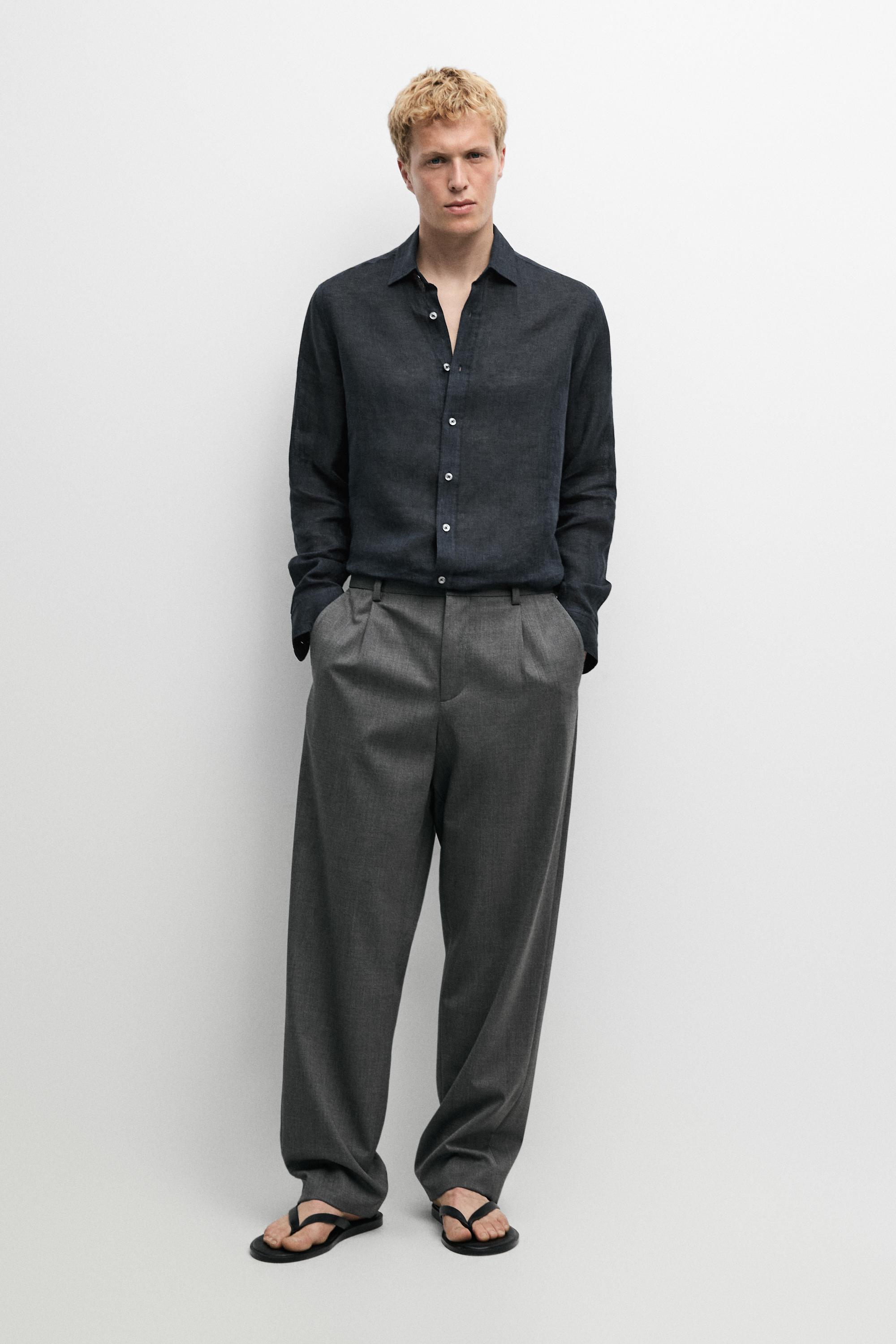 Wool blend cool wool darted pants