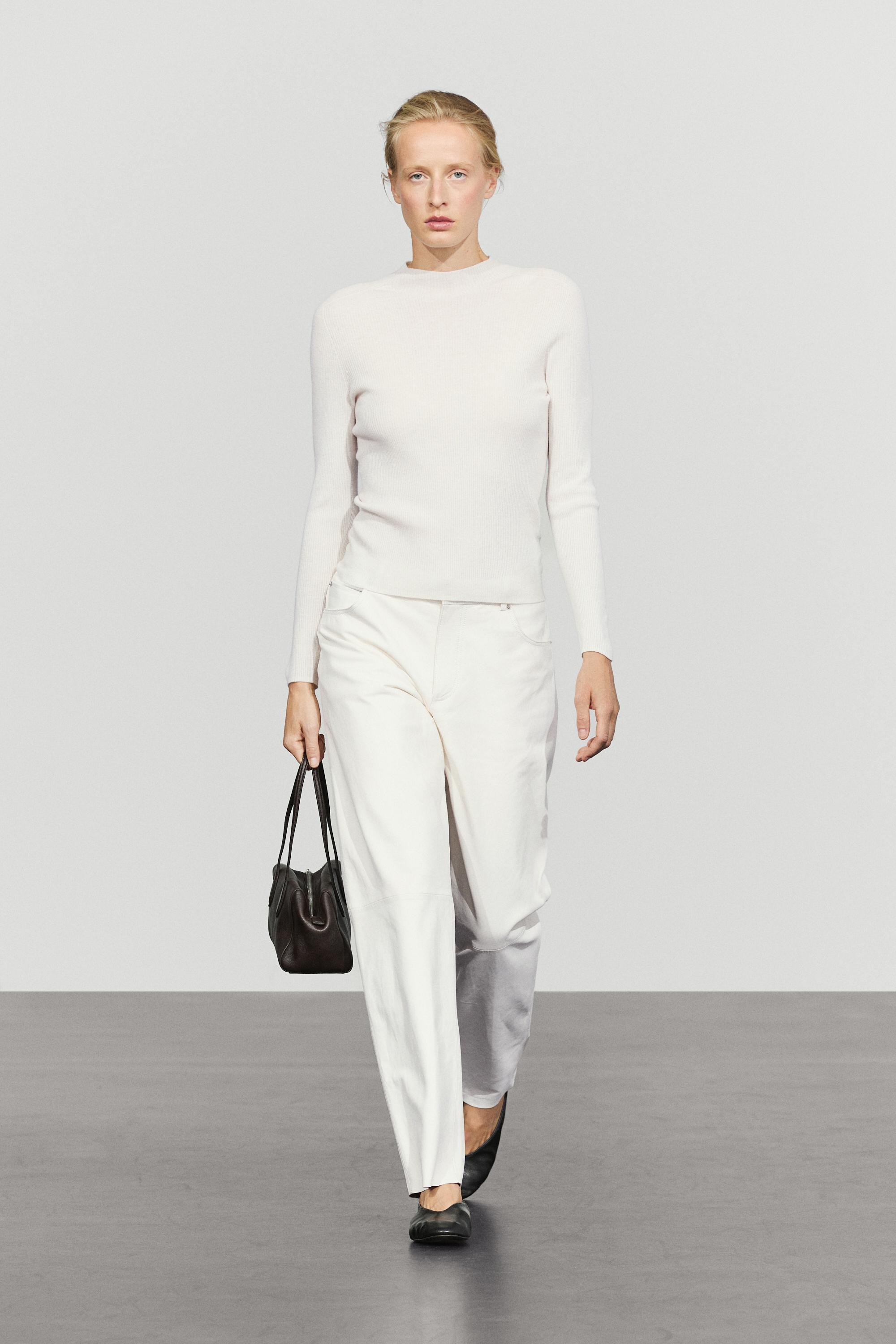 Ribbed mock neck knit sweater