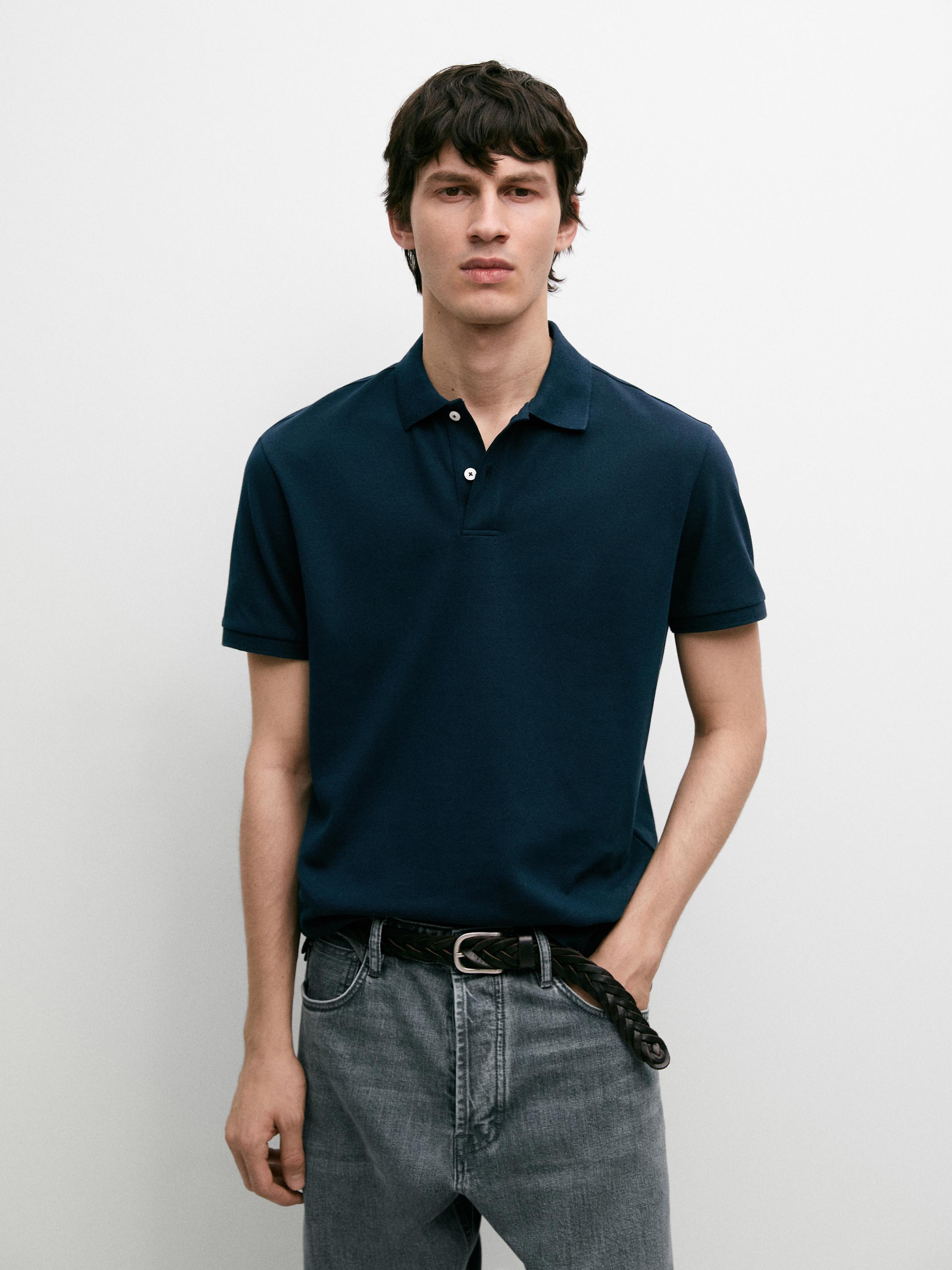 Micro textured cotton piqué polo shirt