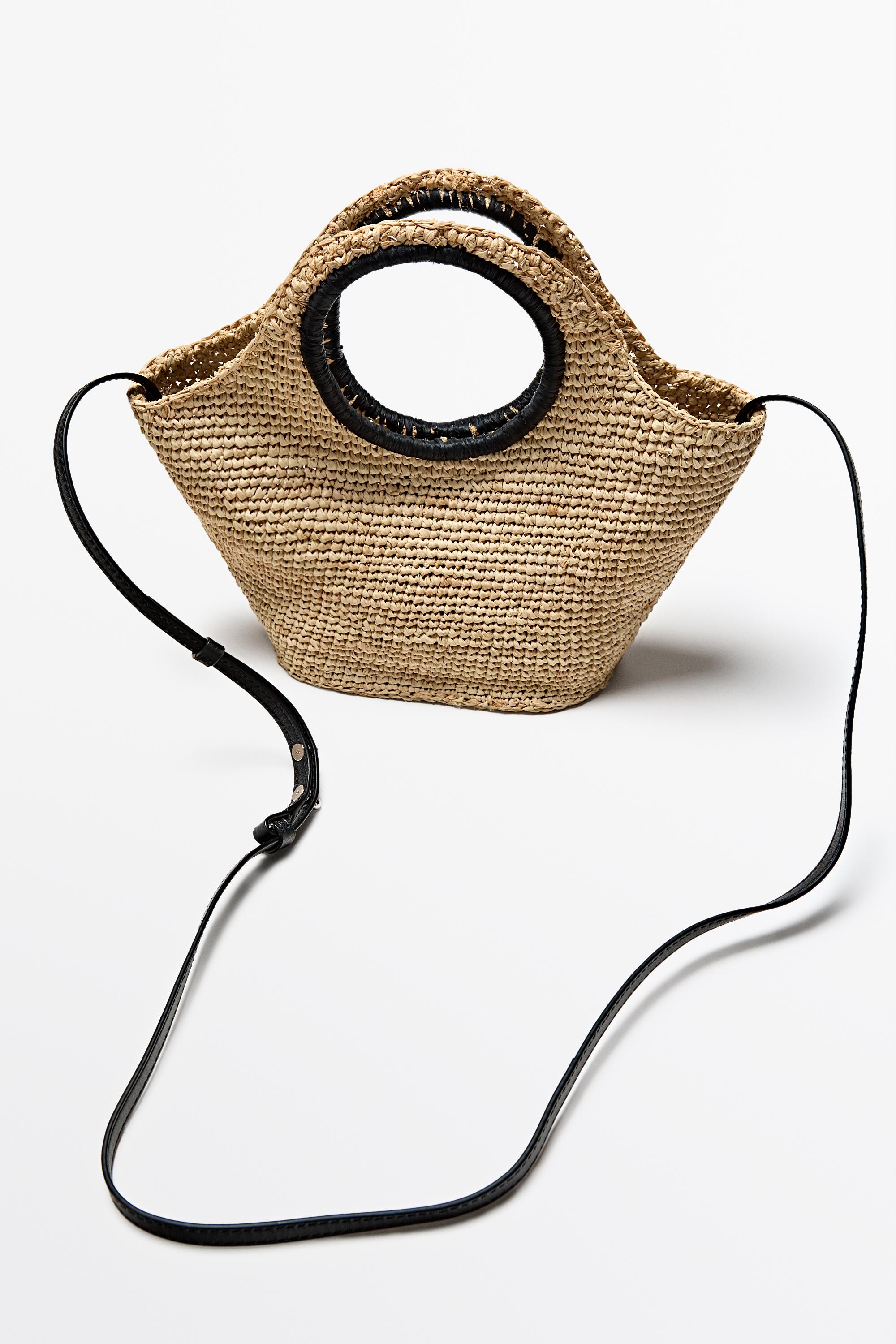 100% Raffia Mini Crescent Bag