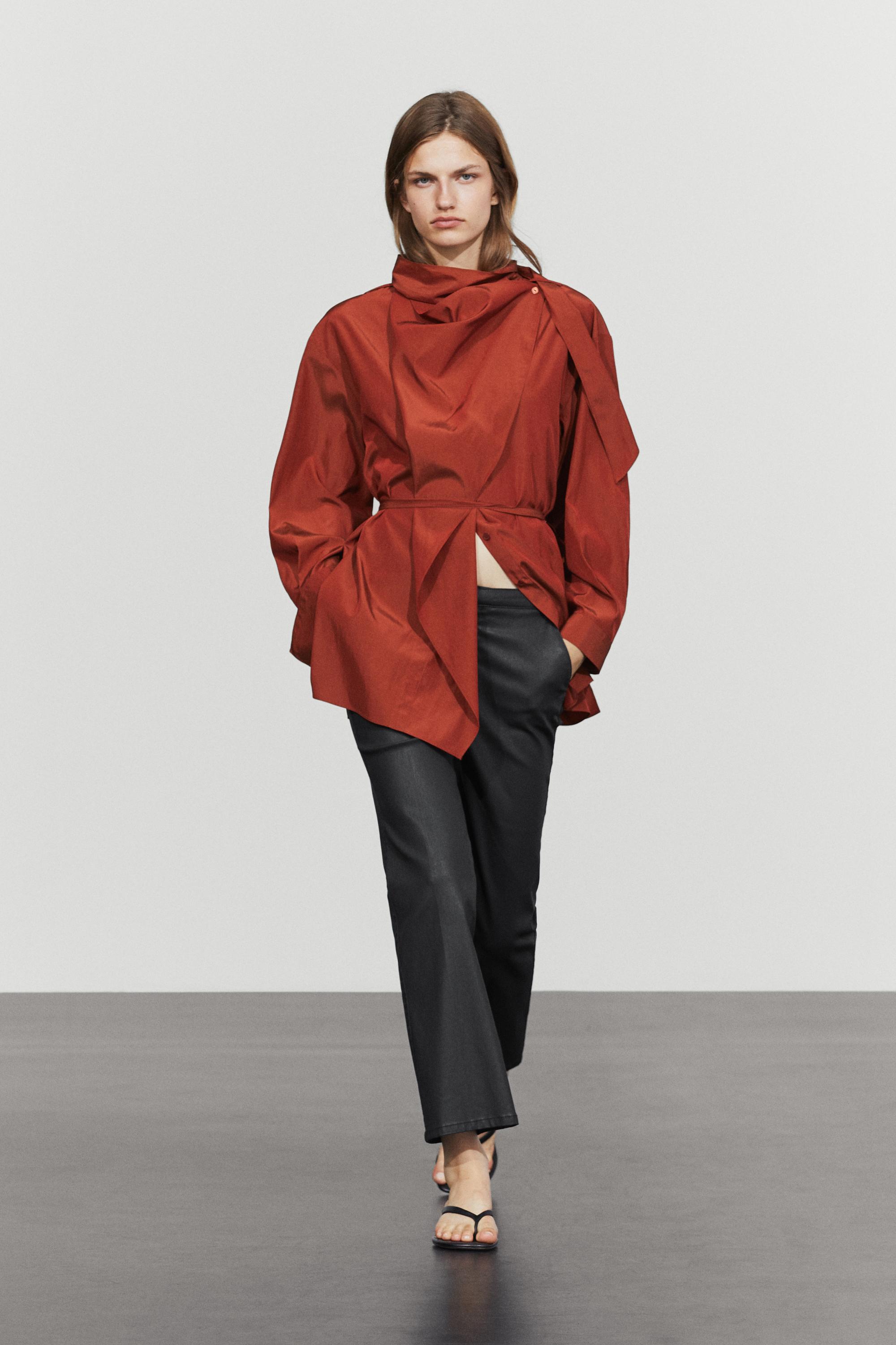 Rubberised cropped flare pants