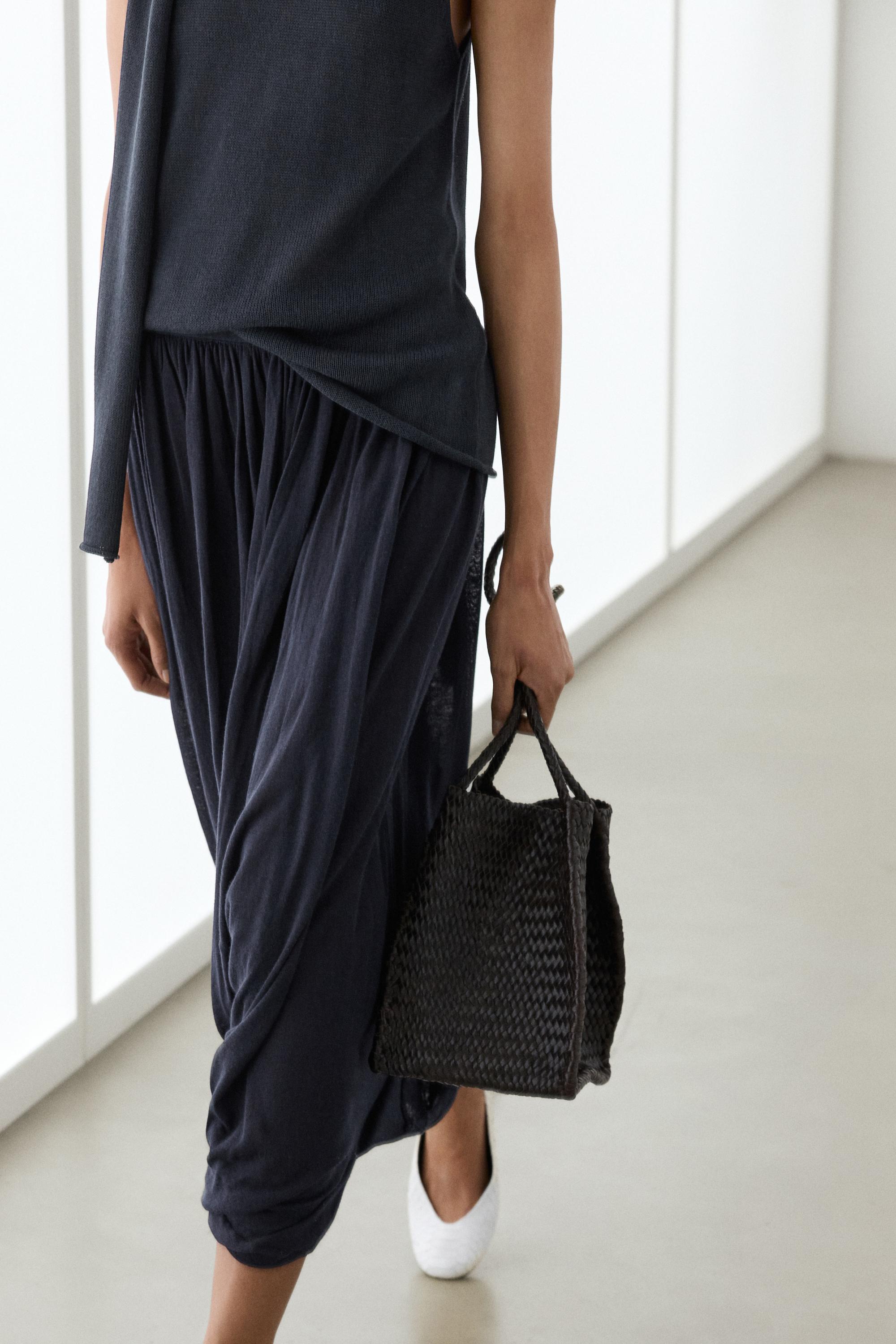Draped balloon midi skirt
