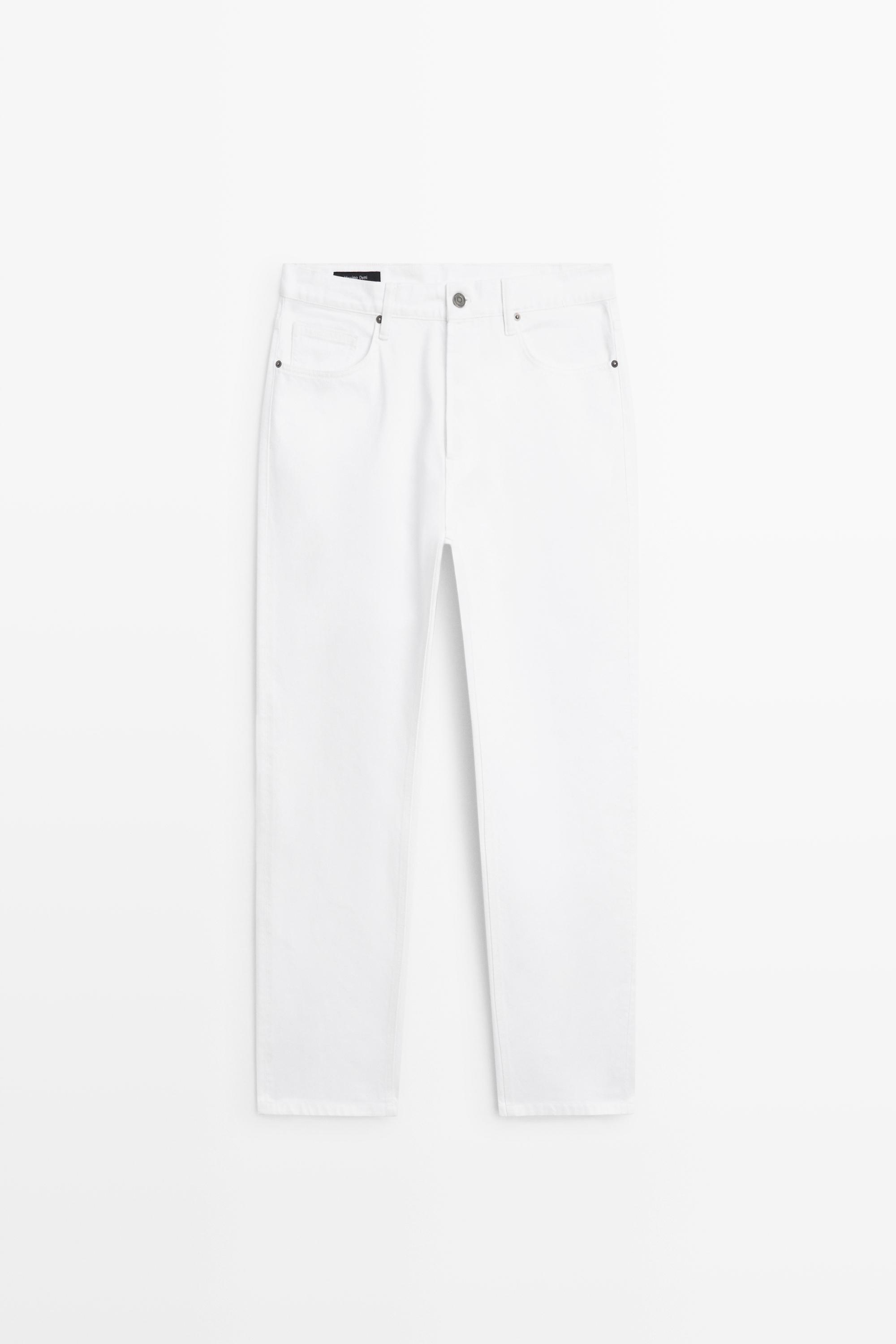 Straight-leg denim-effect pants