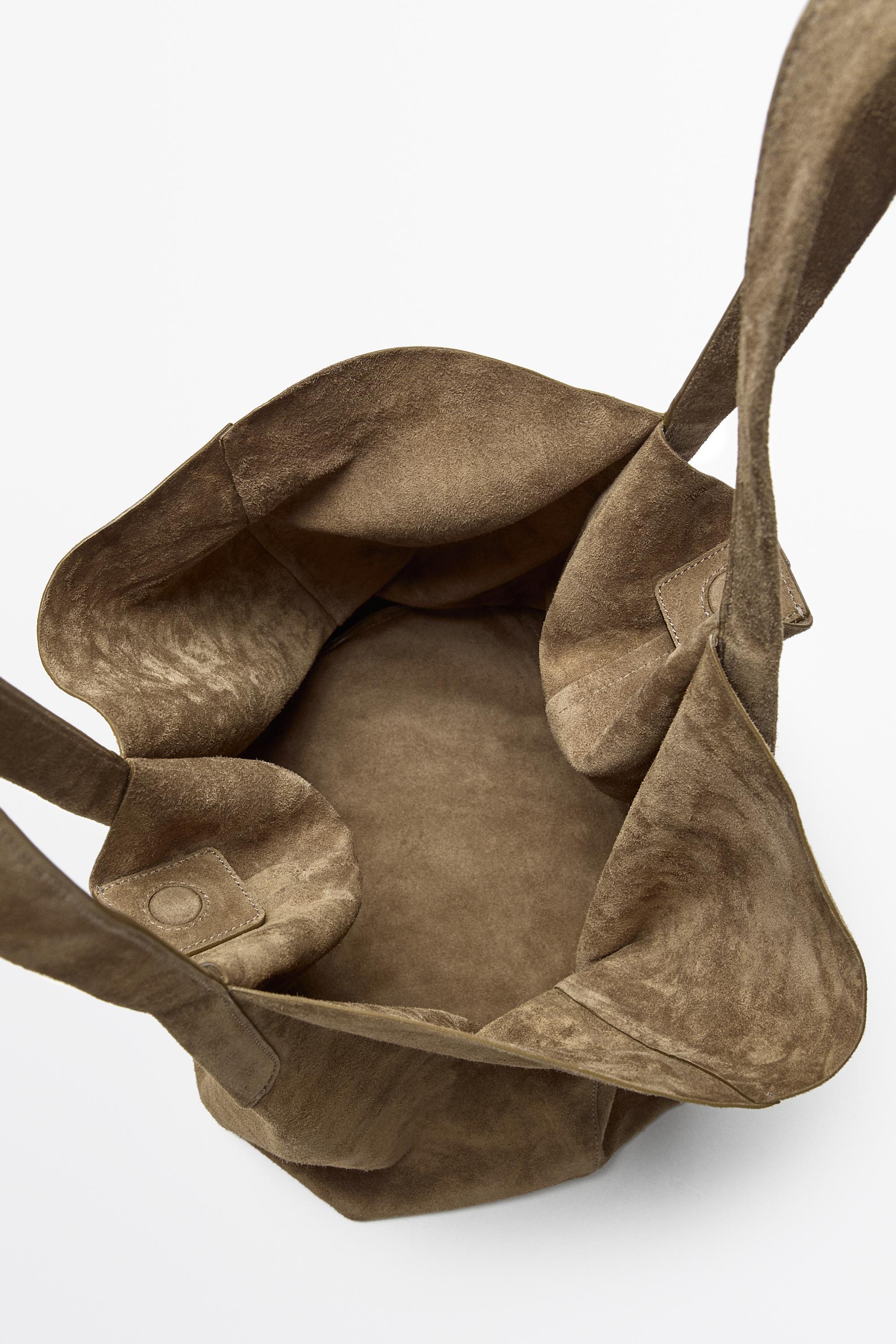 Split leather tote bag