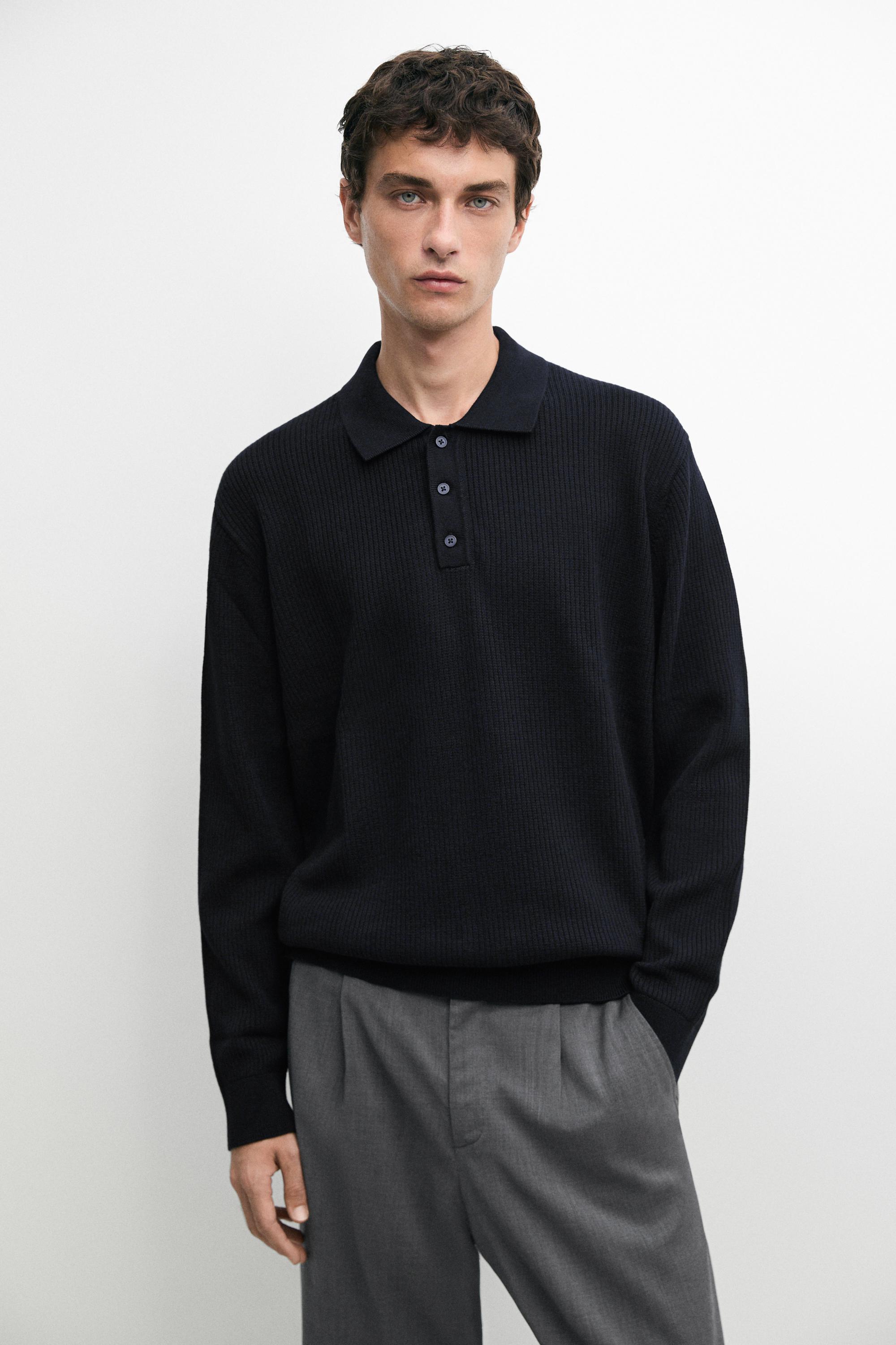 纽扣装饰 Polo 领针织衫