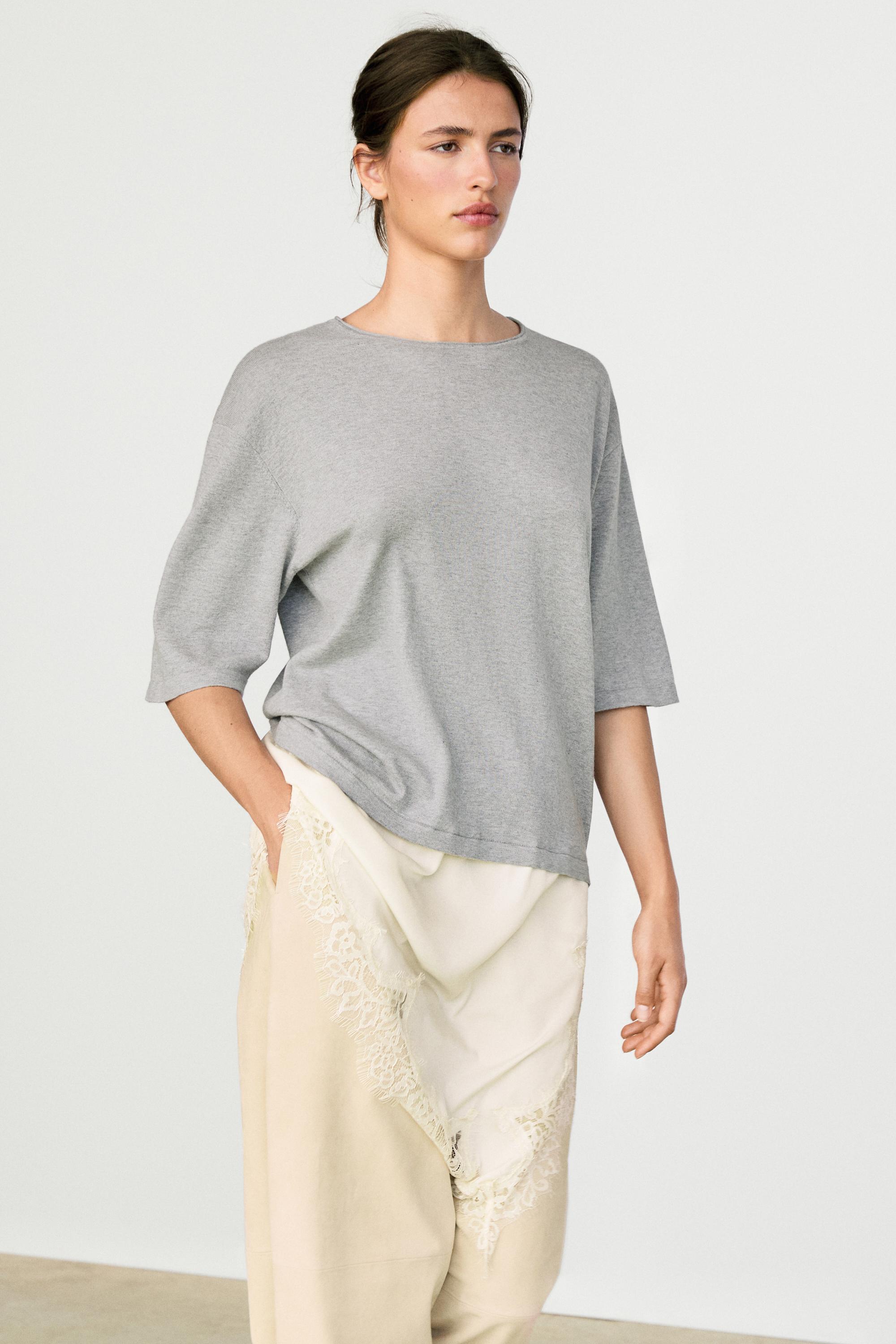 Sweater with contrast lace detail