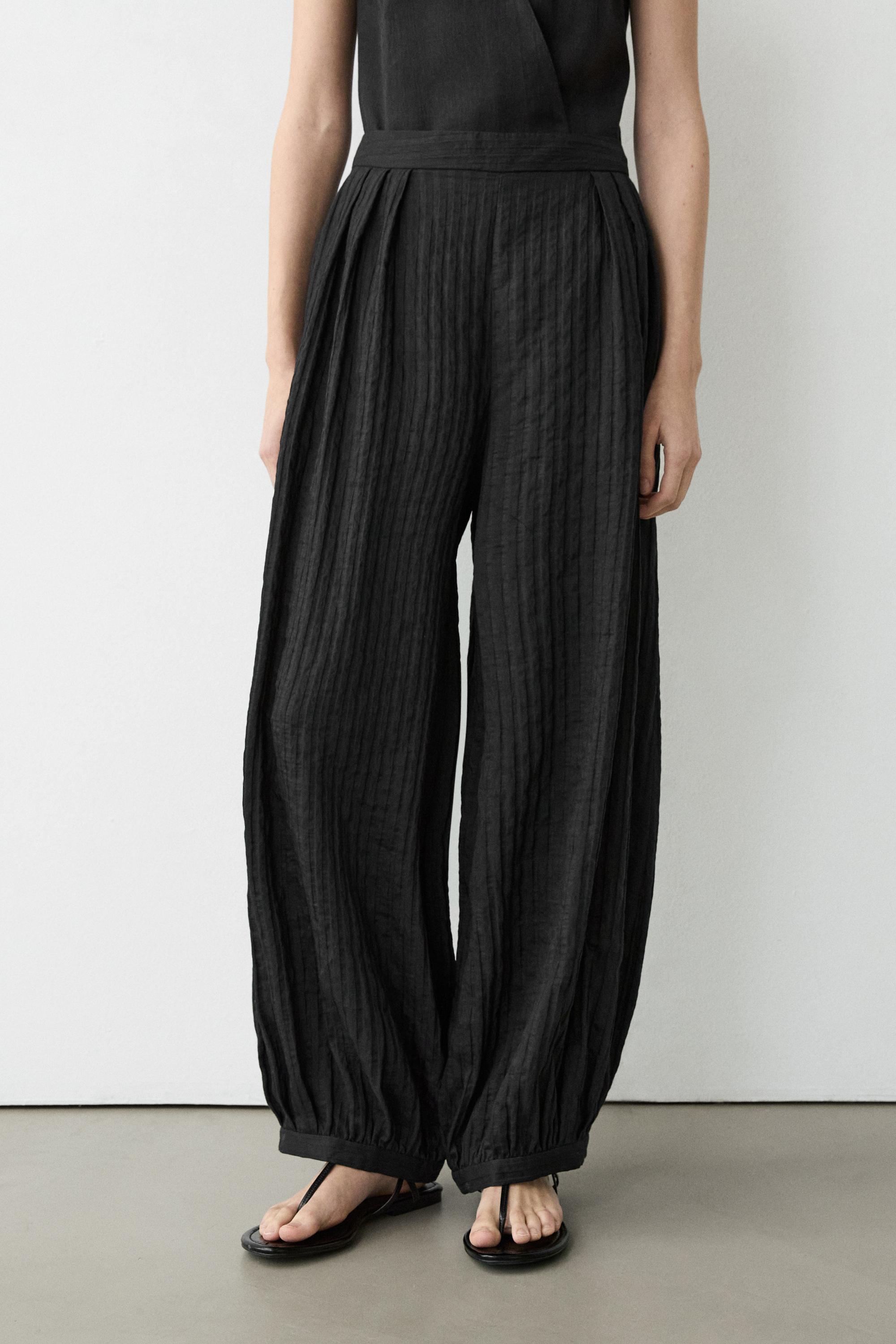 Flowing linen blend sarouel trousers