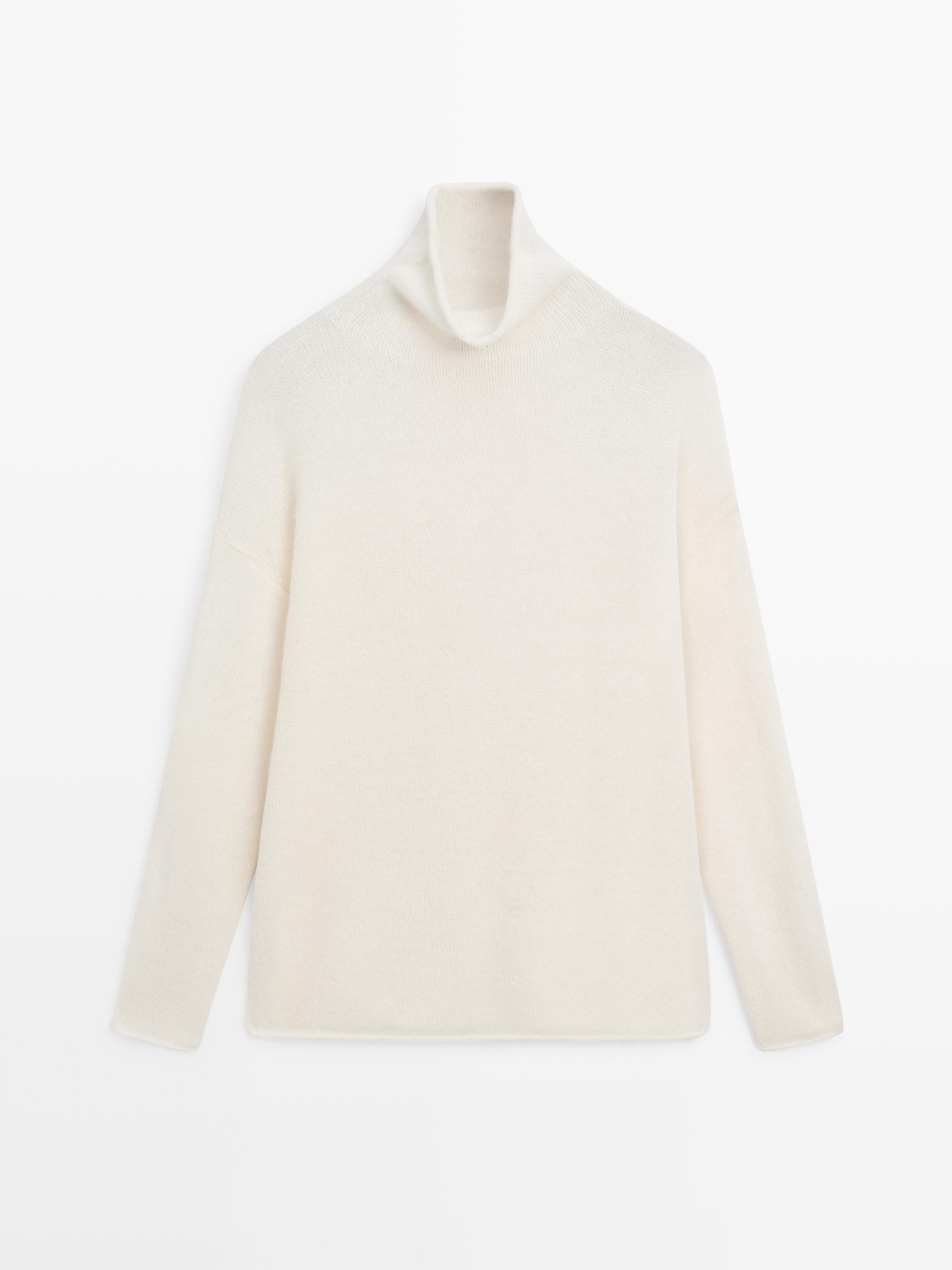 100% wool high neck knit sweater
