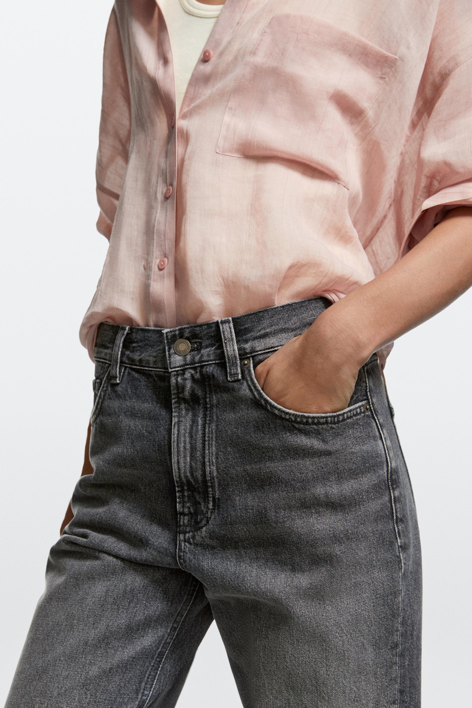 High-waist straight-leg jeans