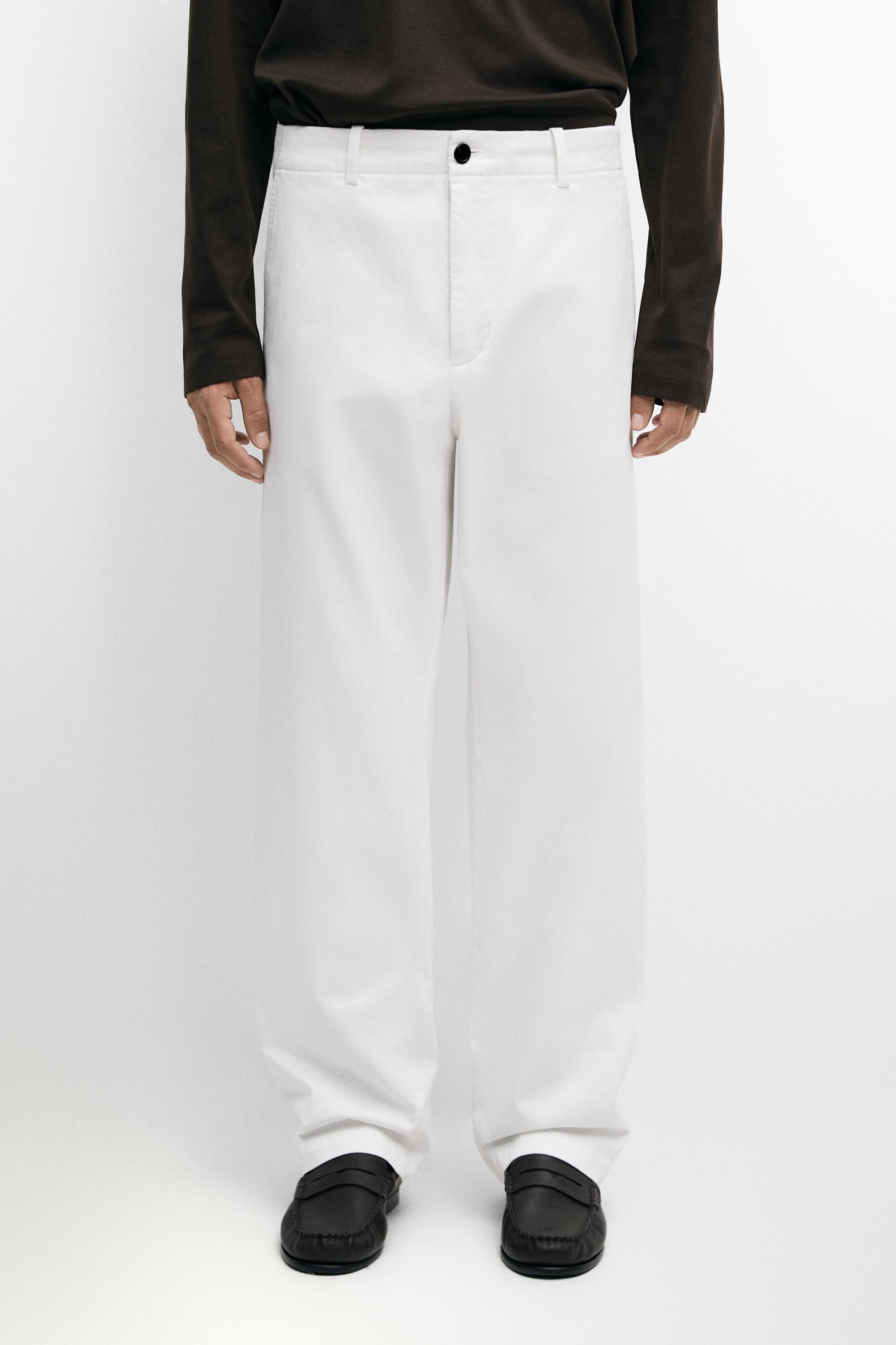 Cotton blend straight-leg pants