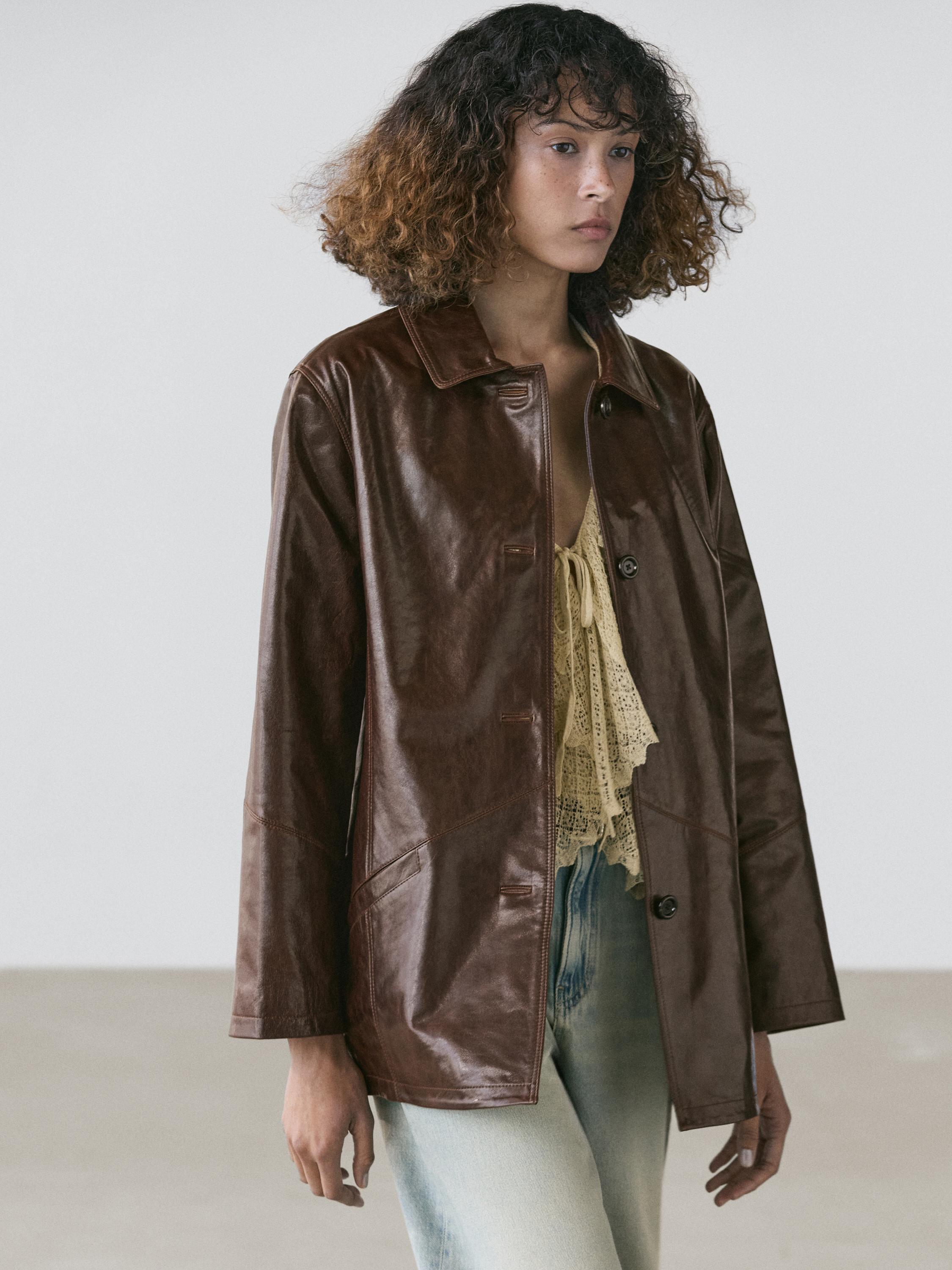 Nappa leather jacket with pockets