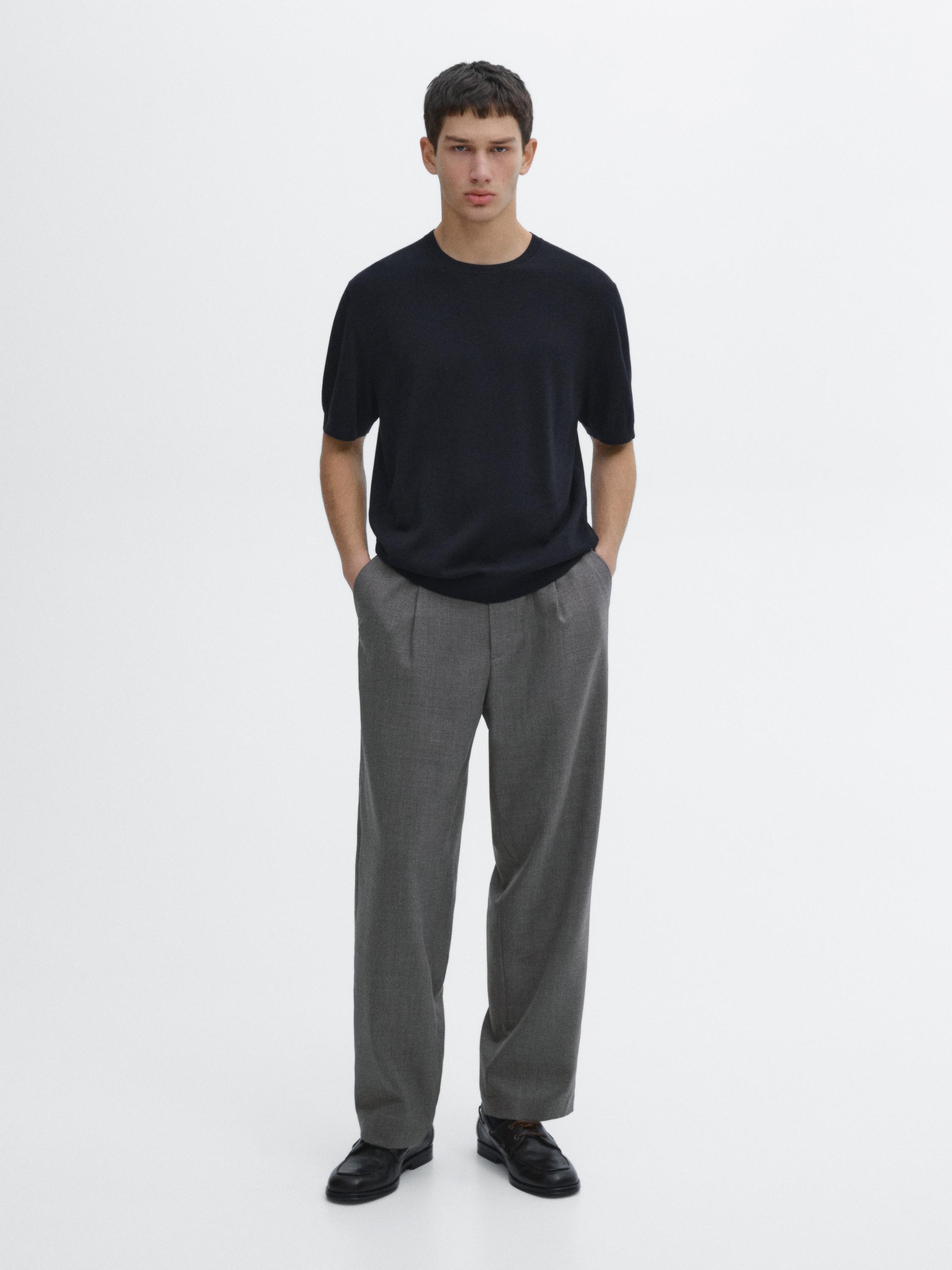 Crew neck cotton blend T-shirt