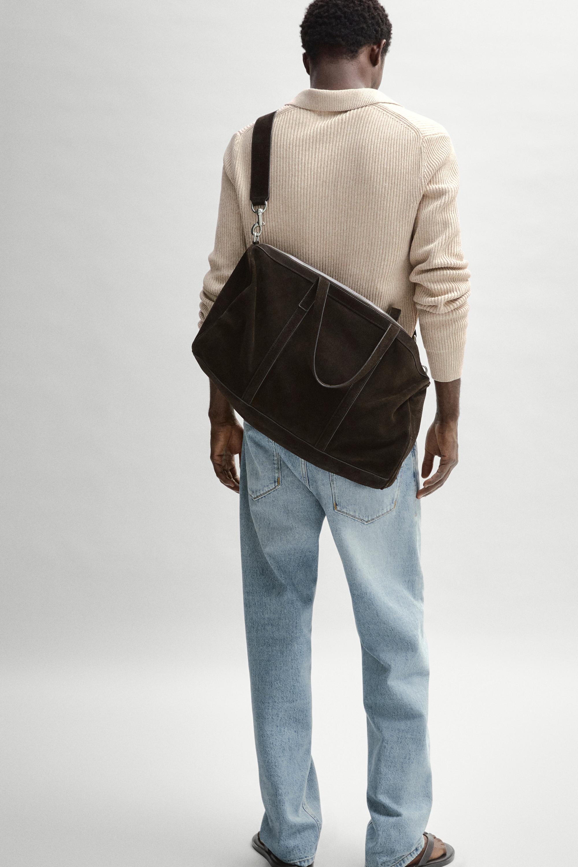 Suede leather travel bag