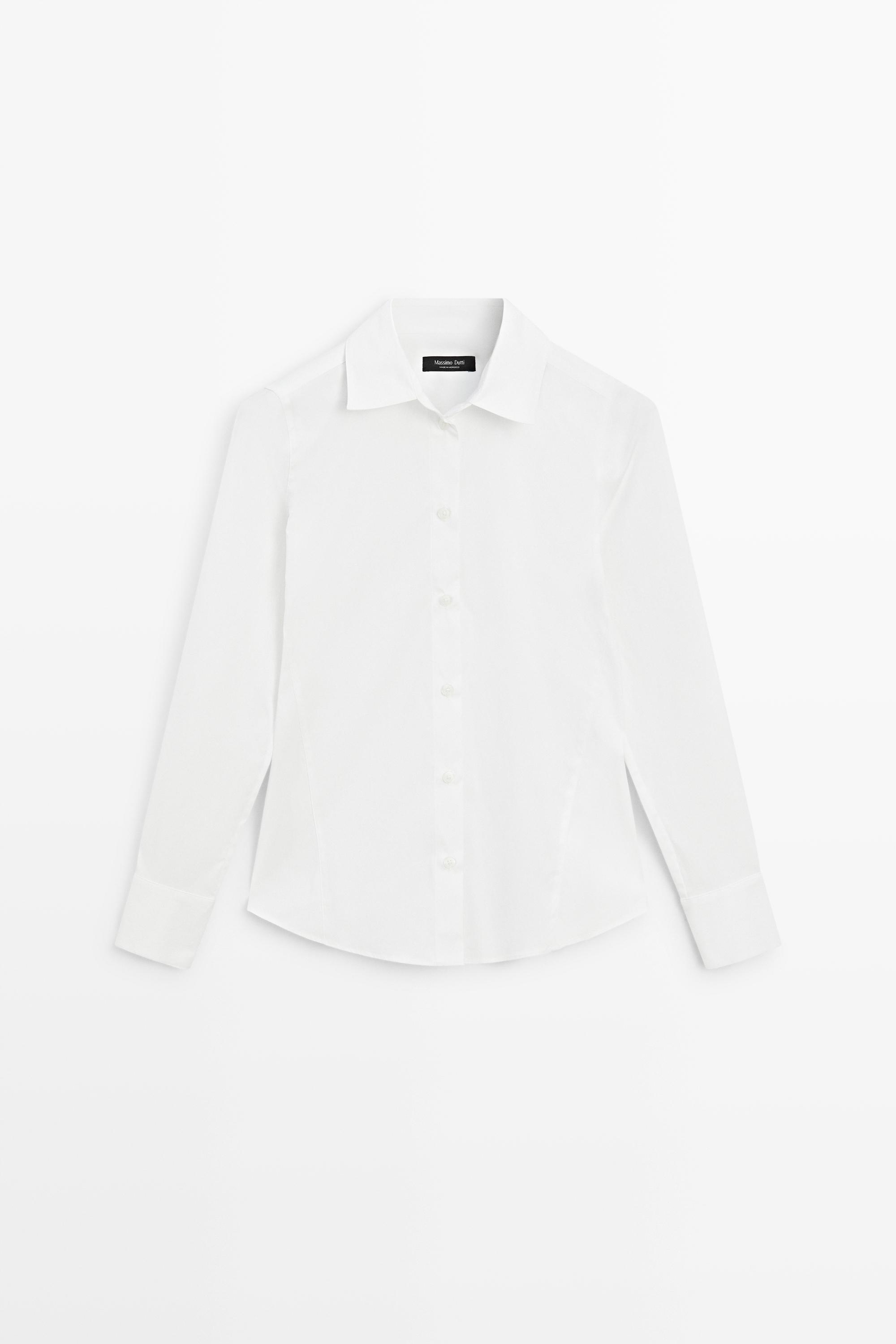 Cotton blend poplin shirt
