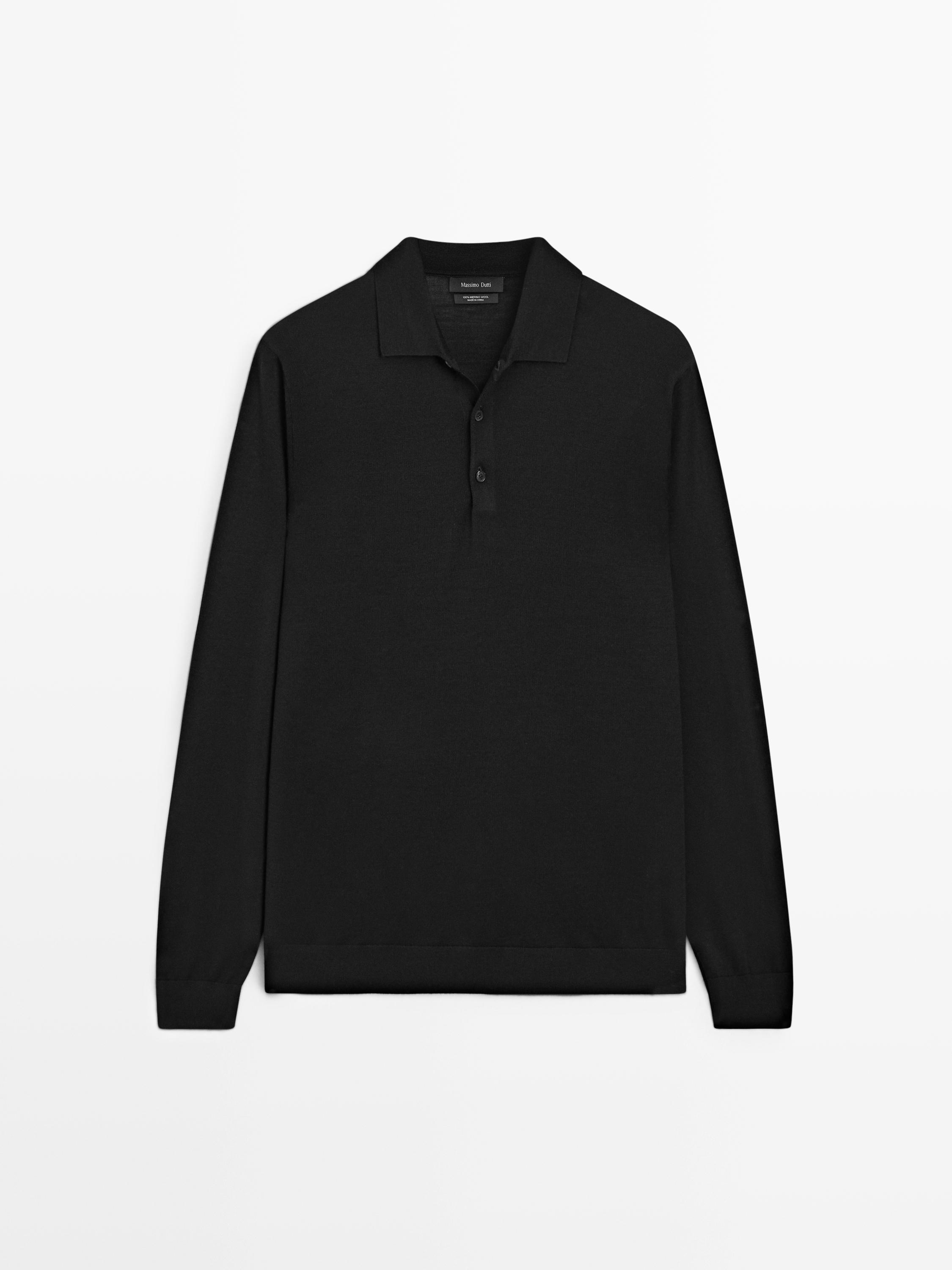 100% wool knit sweater with polo collar