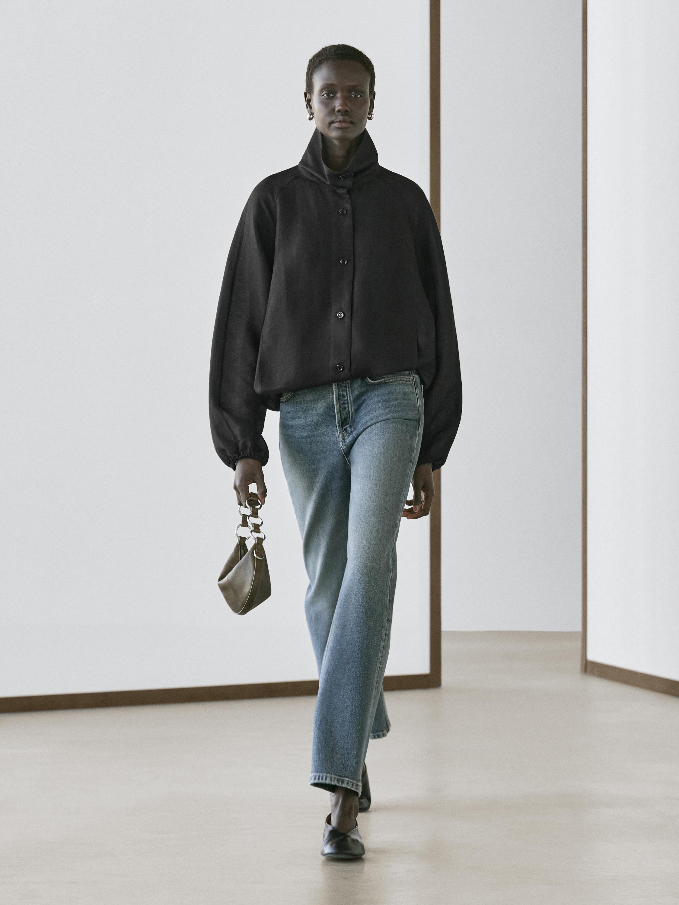 Linen and silk bomber jacket