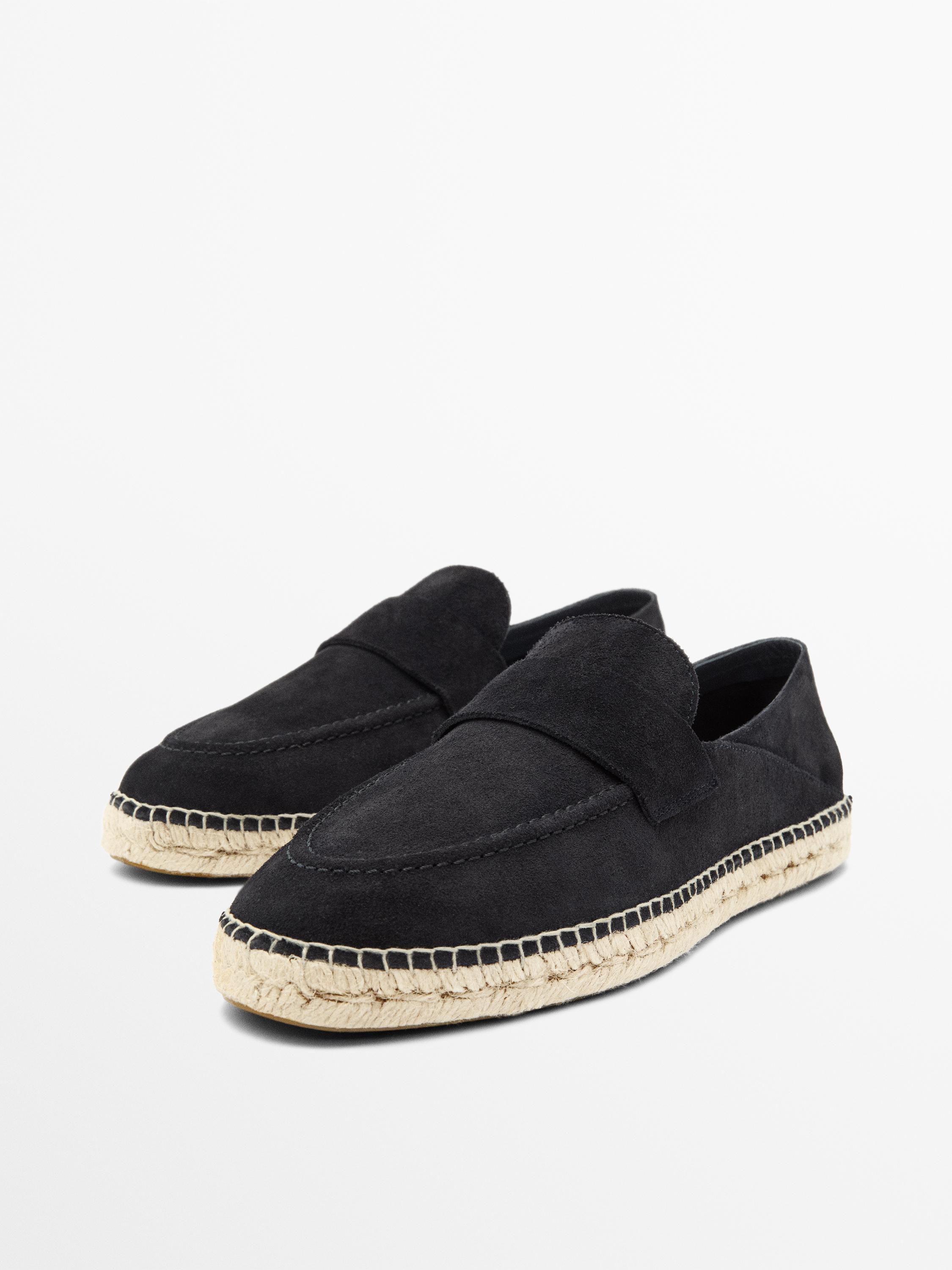 Split suede leather espadrille with piece