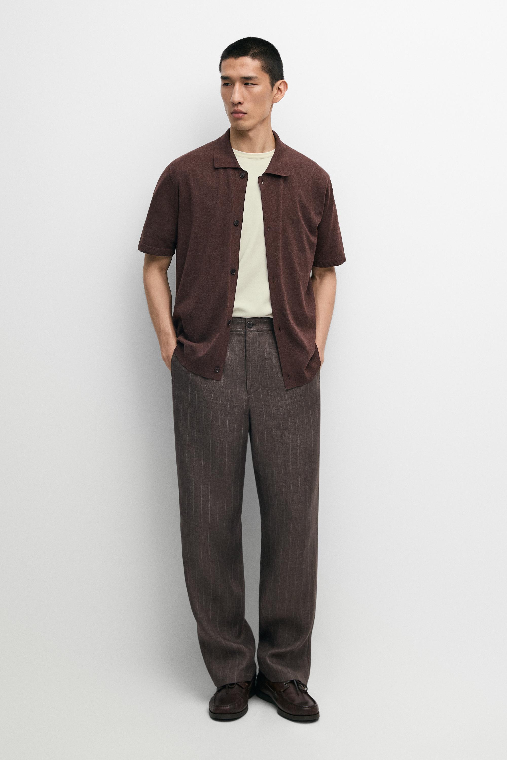 Short sleeve button-up knit cardigan