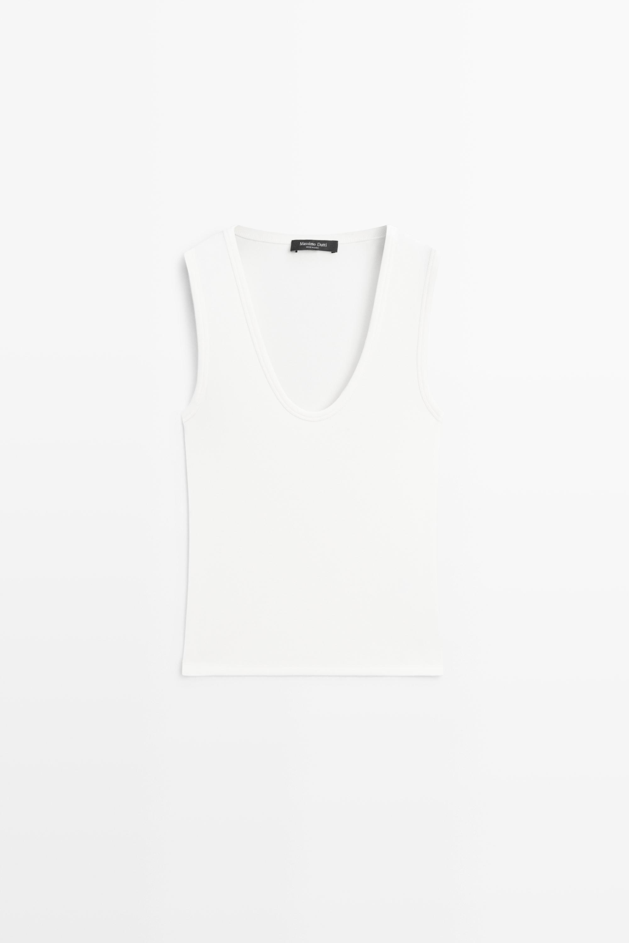 Cotton blend V-neck top