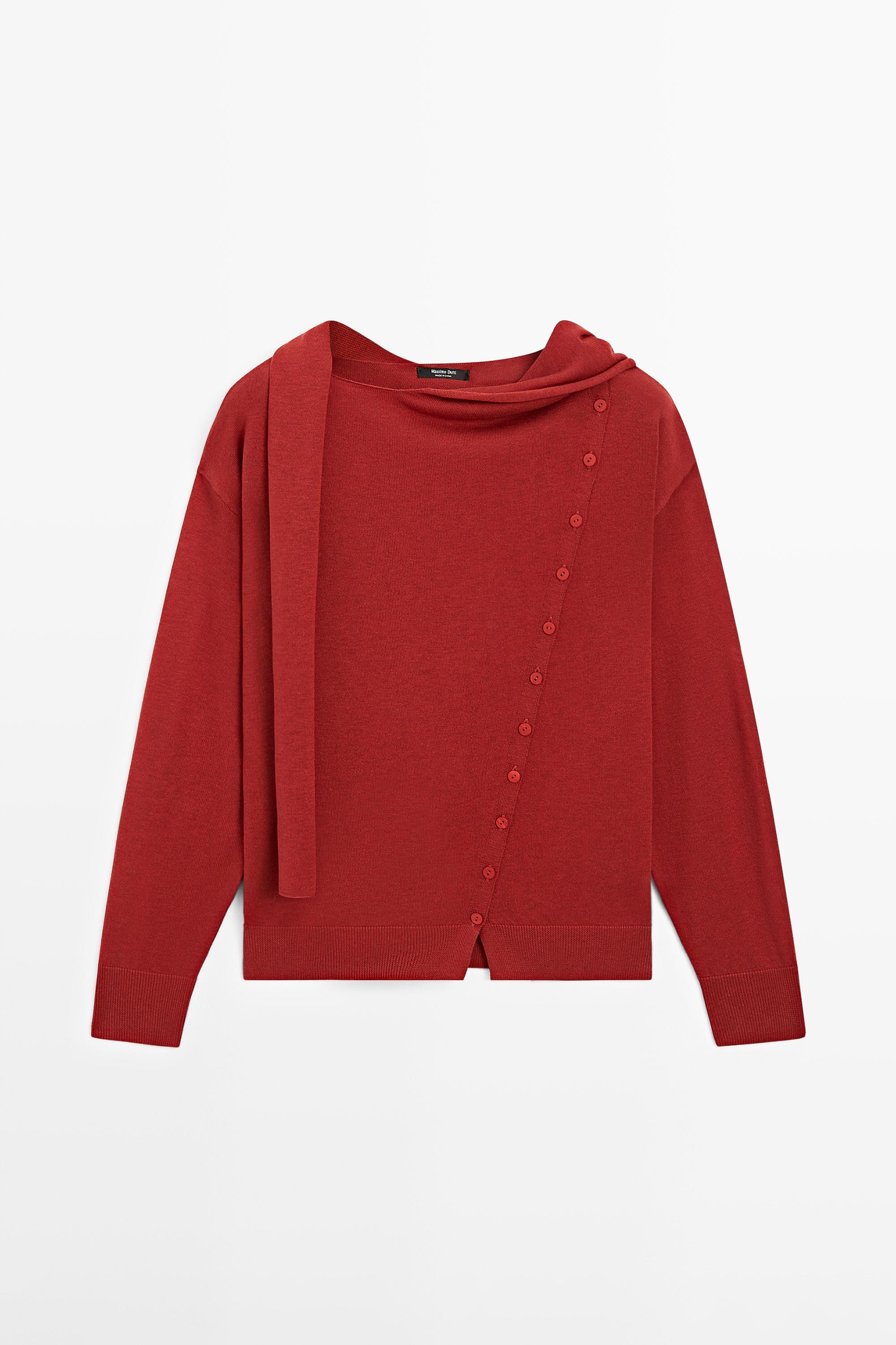 Cardigan with buttoned scarf detail