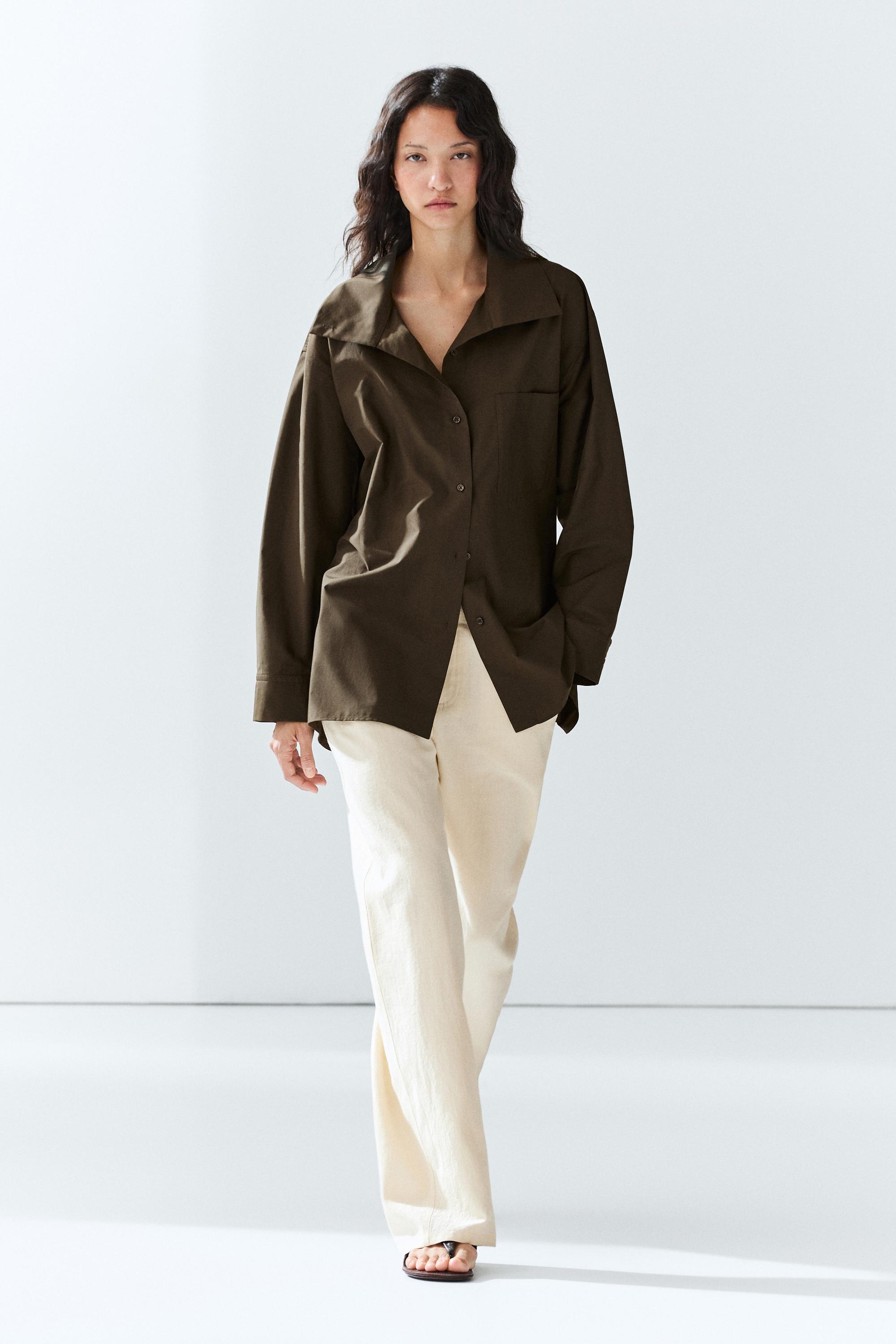 Stand-up collar overshirt with buckle detail