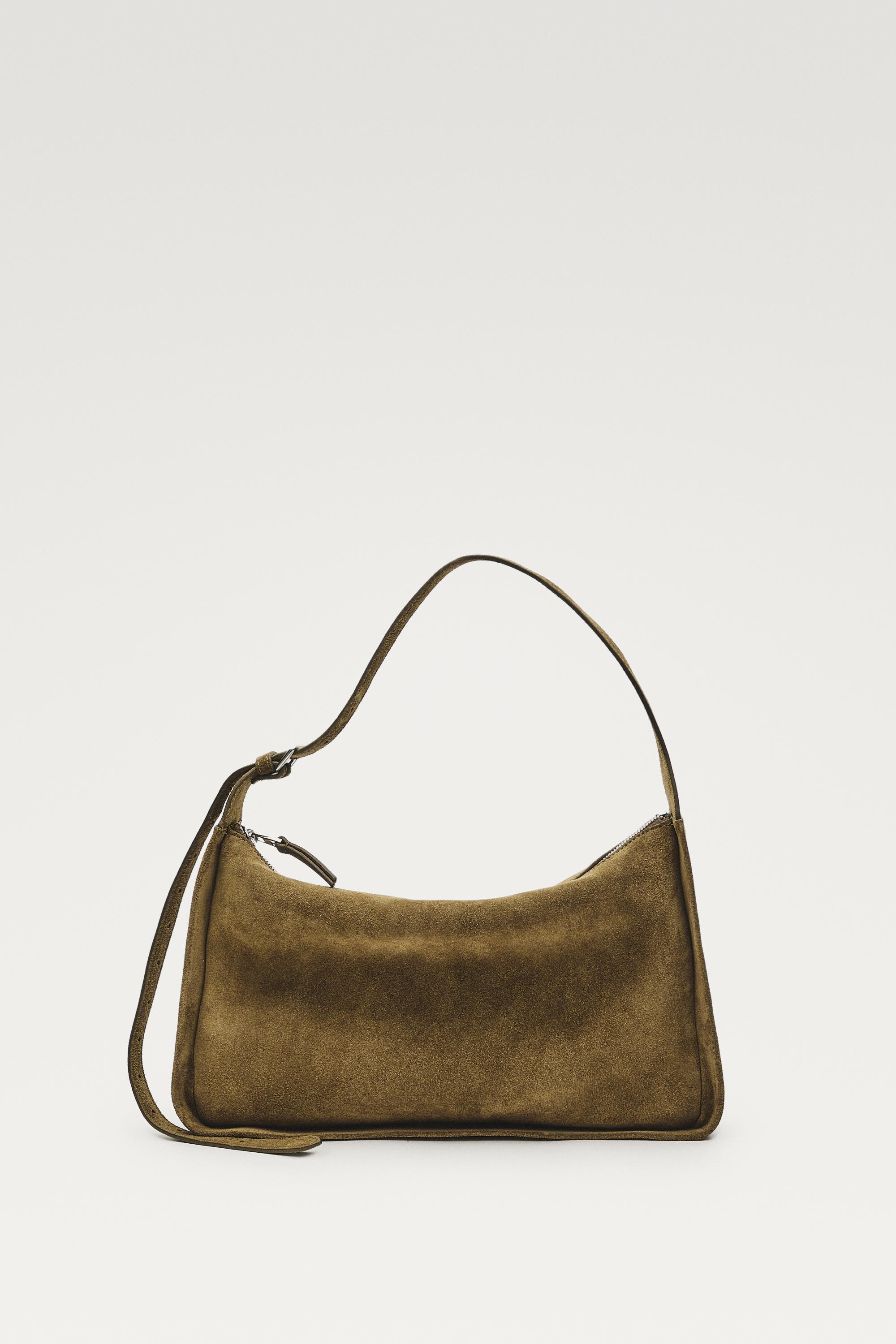Split suede leather crossbody bag