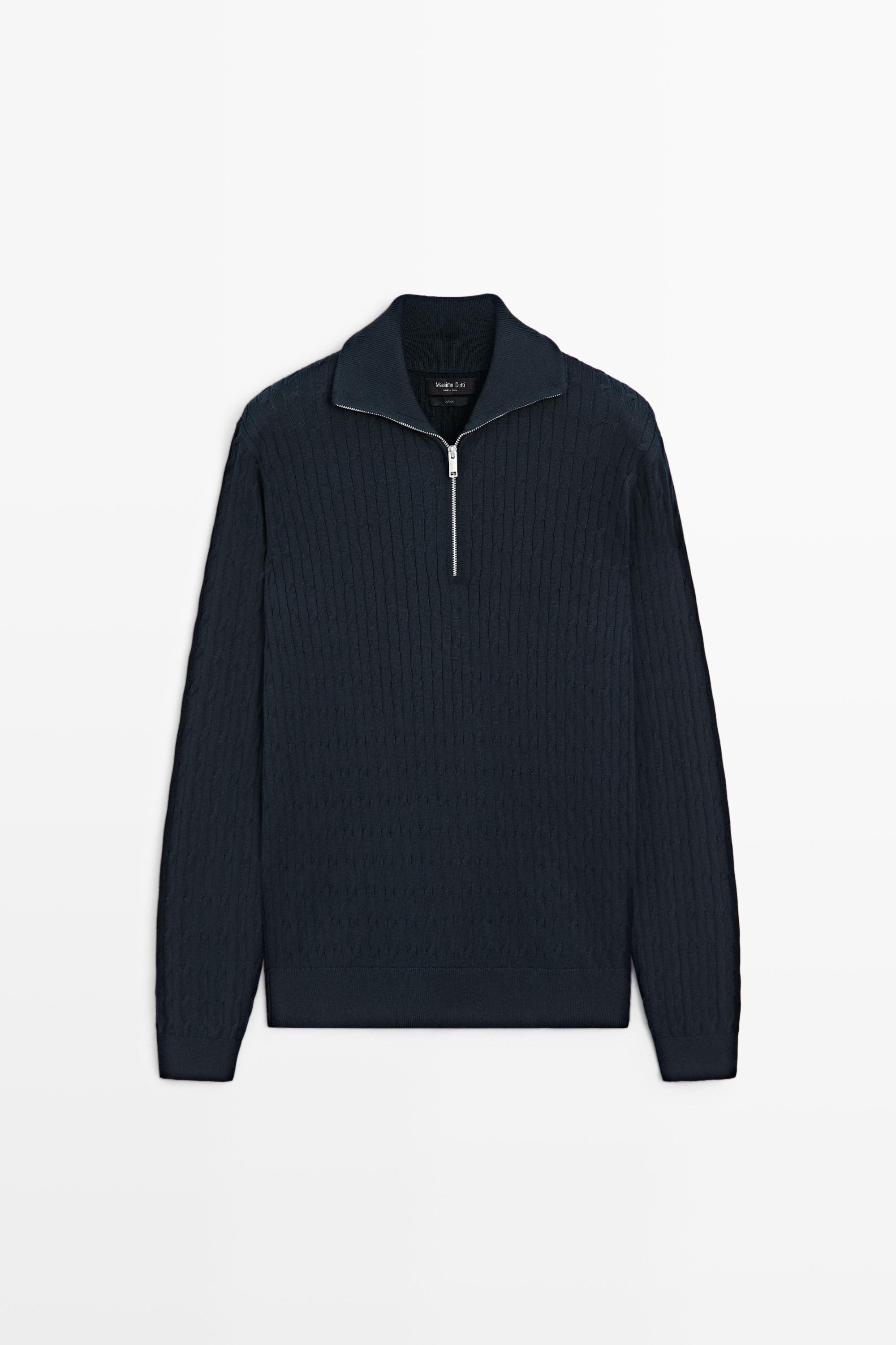 Mock neck knit zip sweater