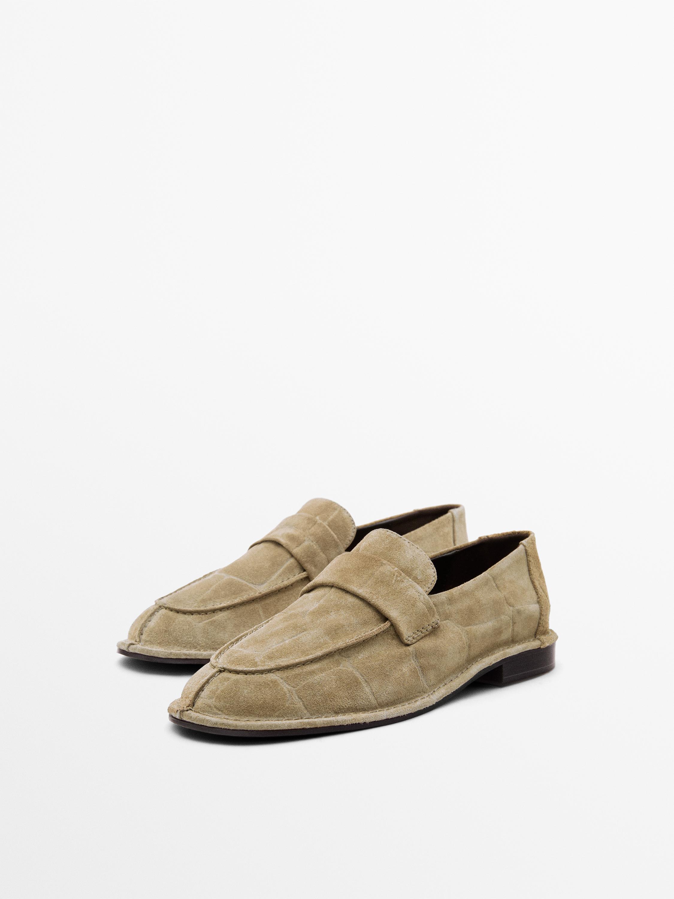 Soft split leather loafers
