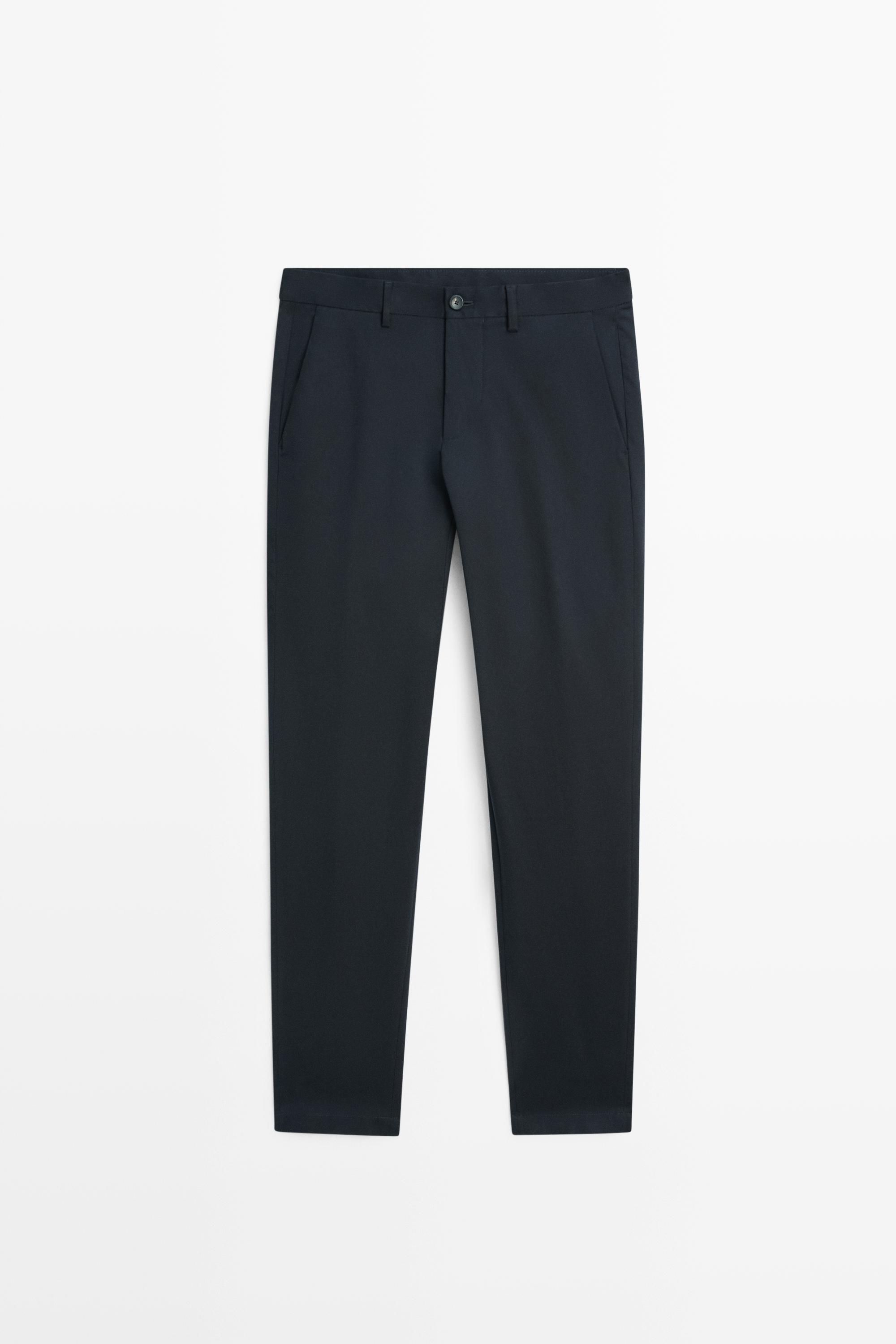 Cotton blend slim fit pants