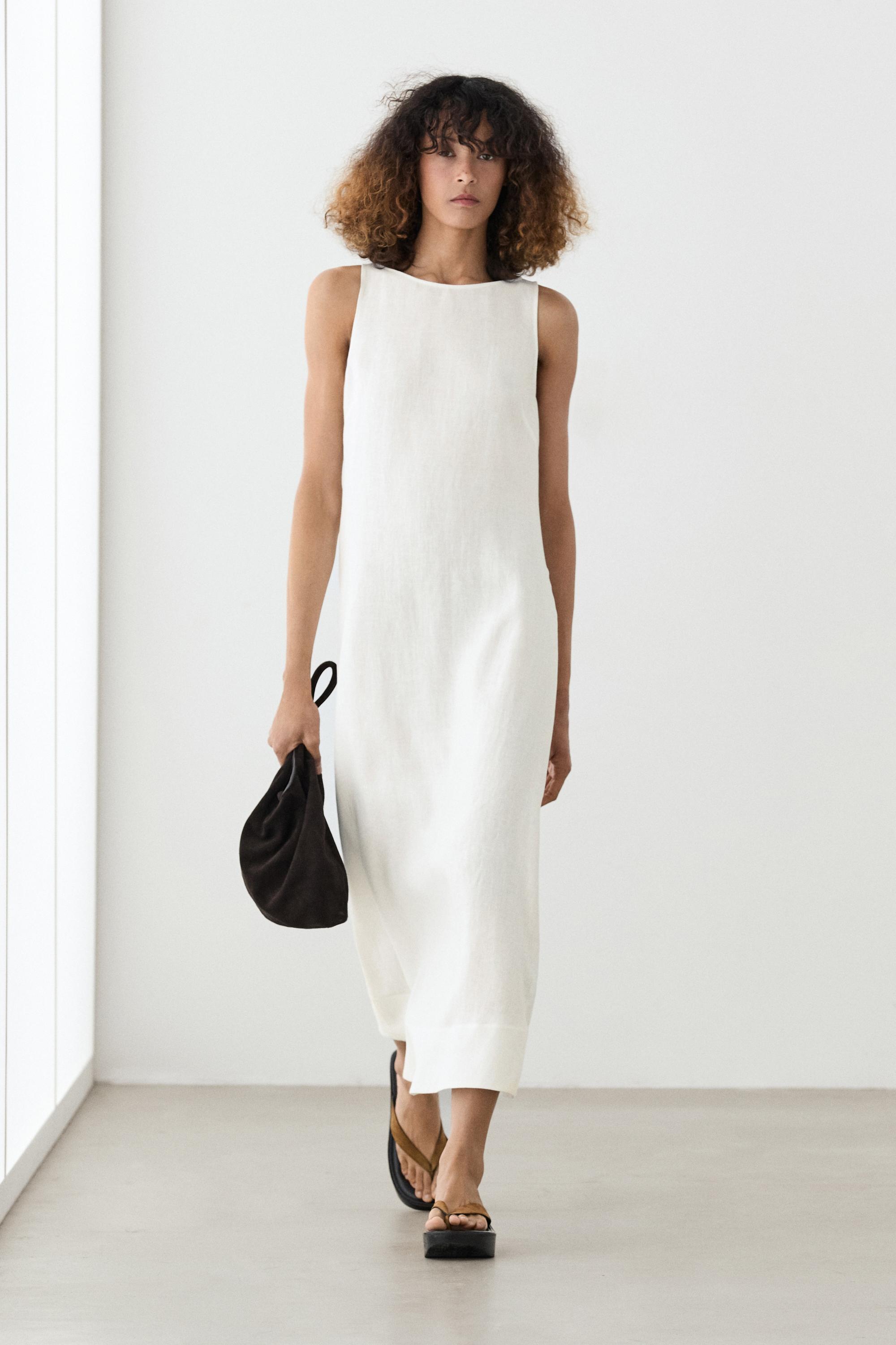 100% linen halter dress