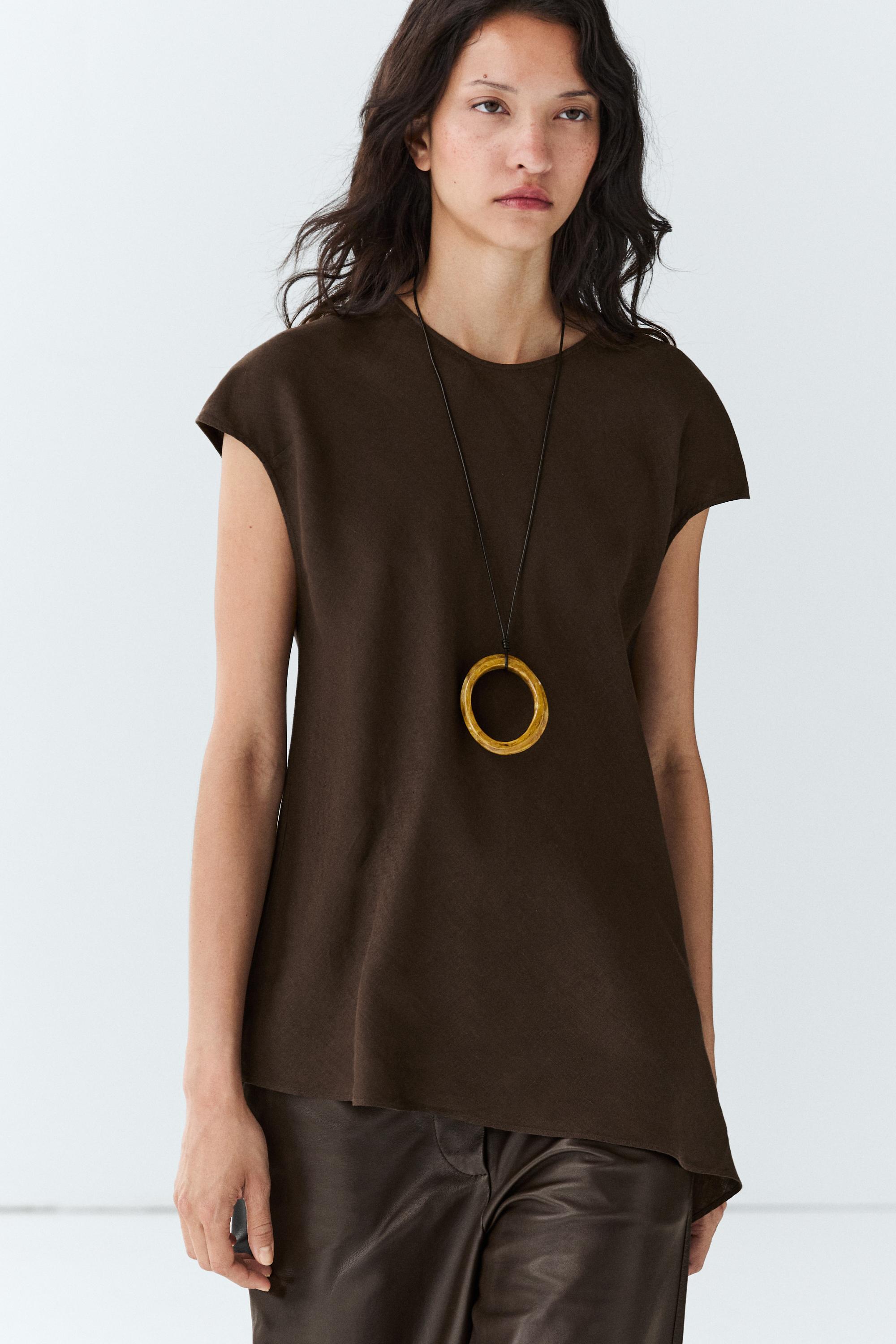 100% linen asymmetric top