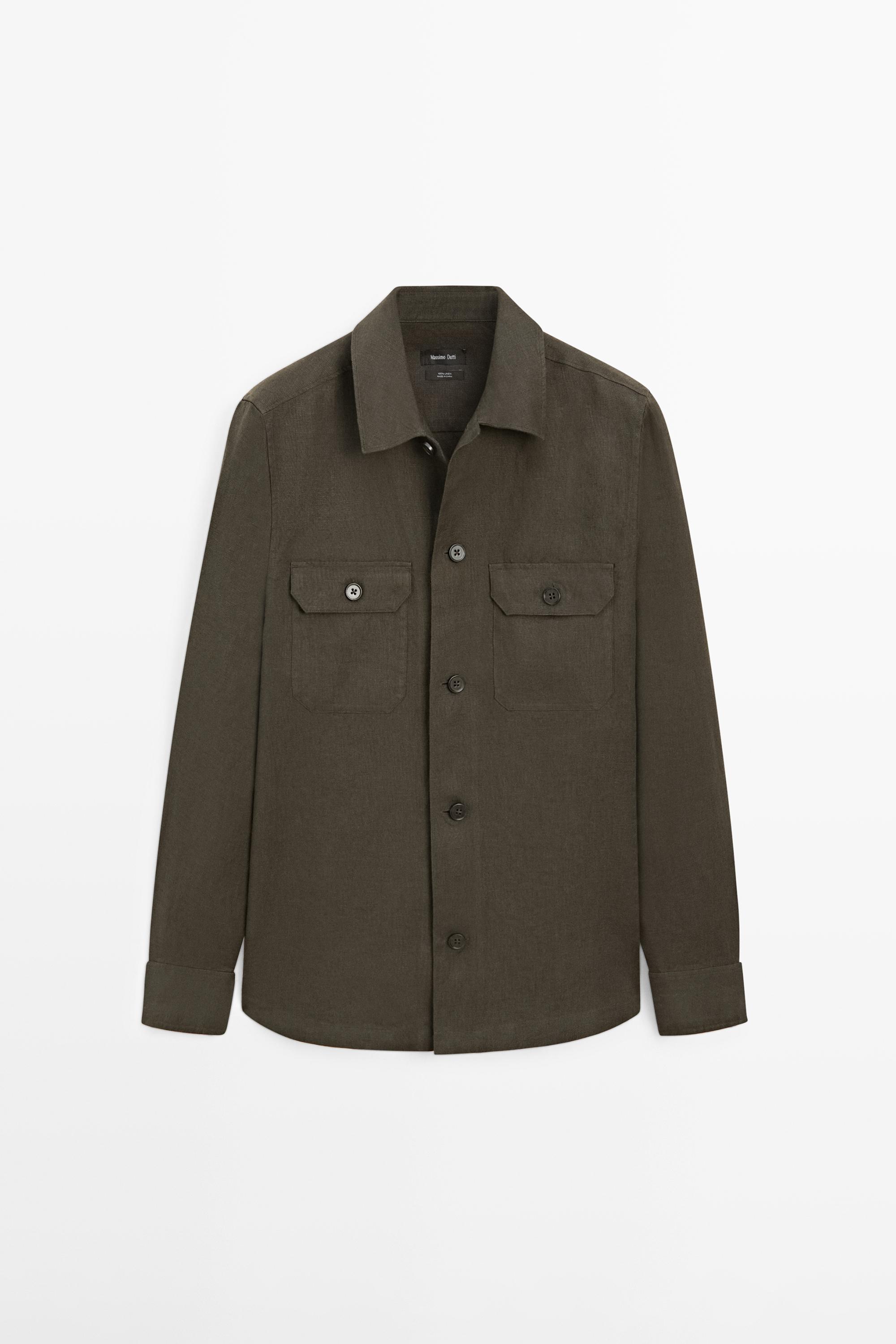 Total look linen overshirt with pockets