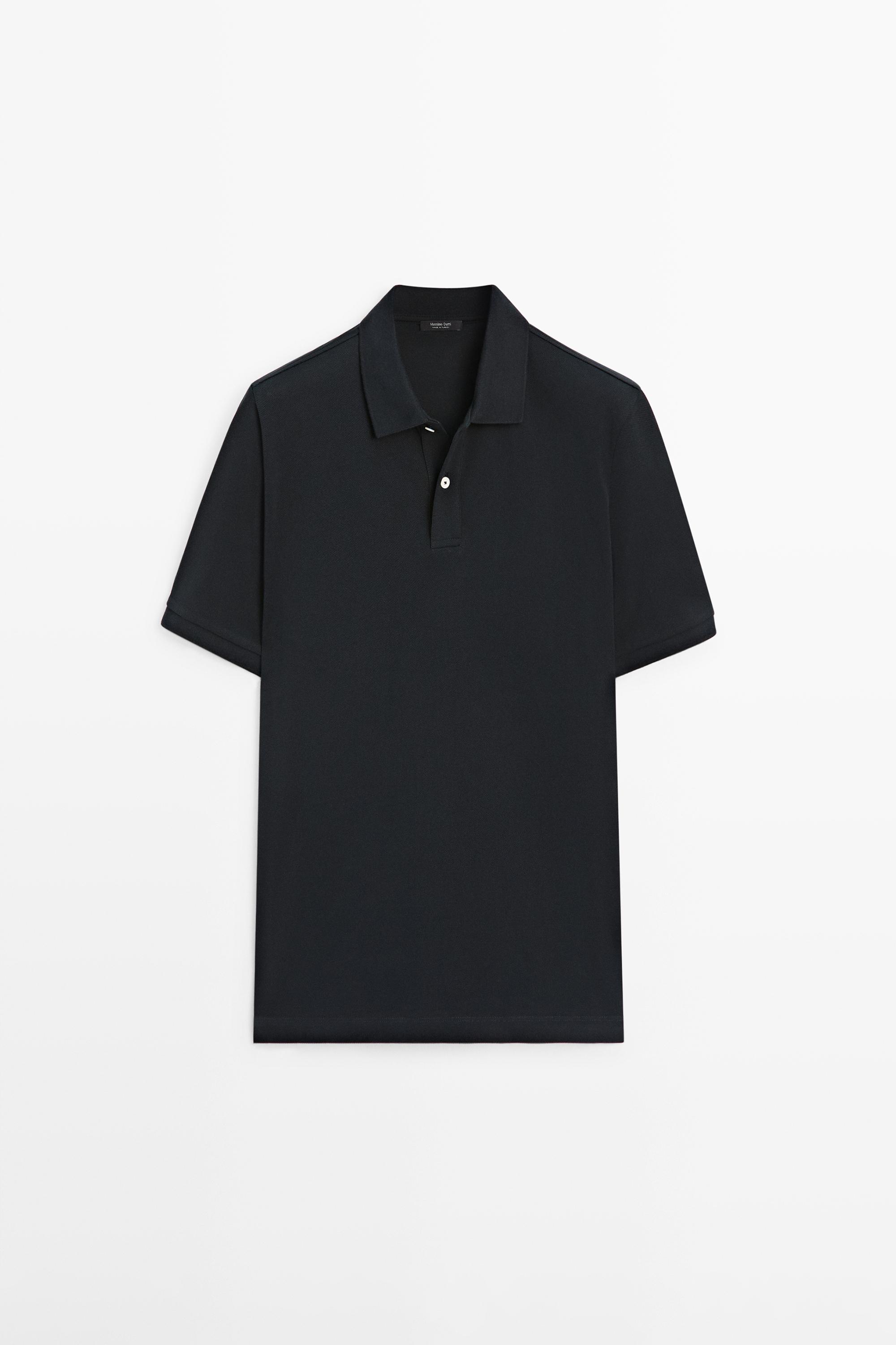 Micro textured cotton piqué polo shirt