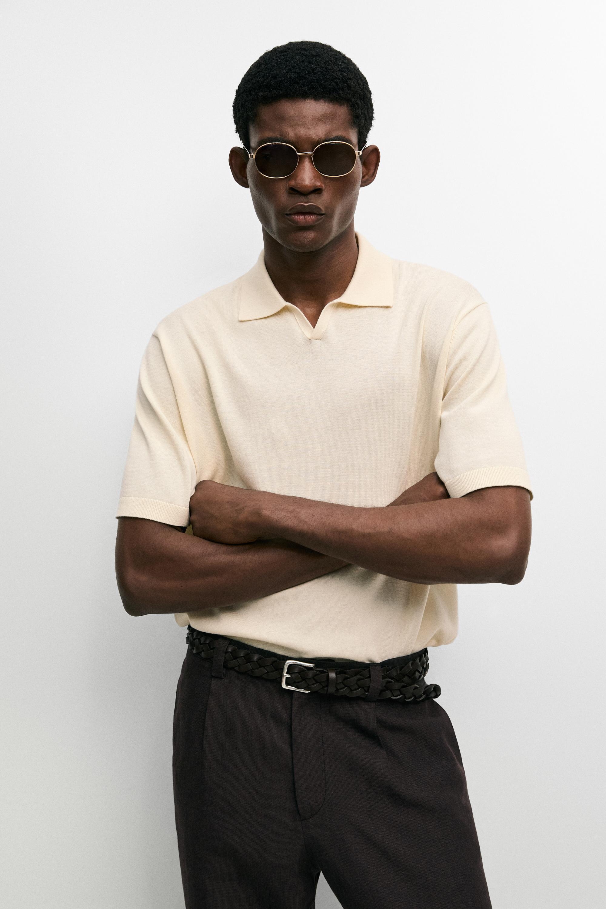100% cotton V-neck knit polo