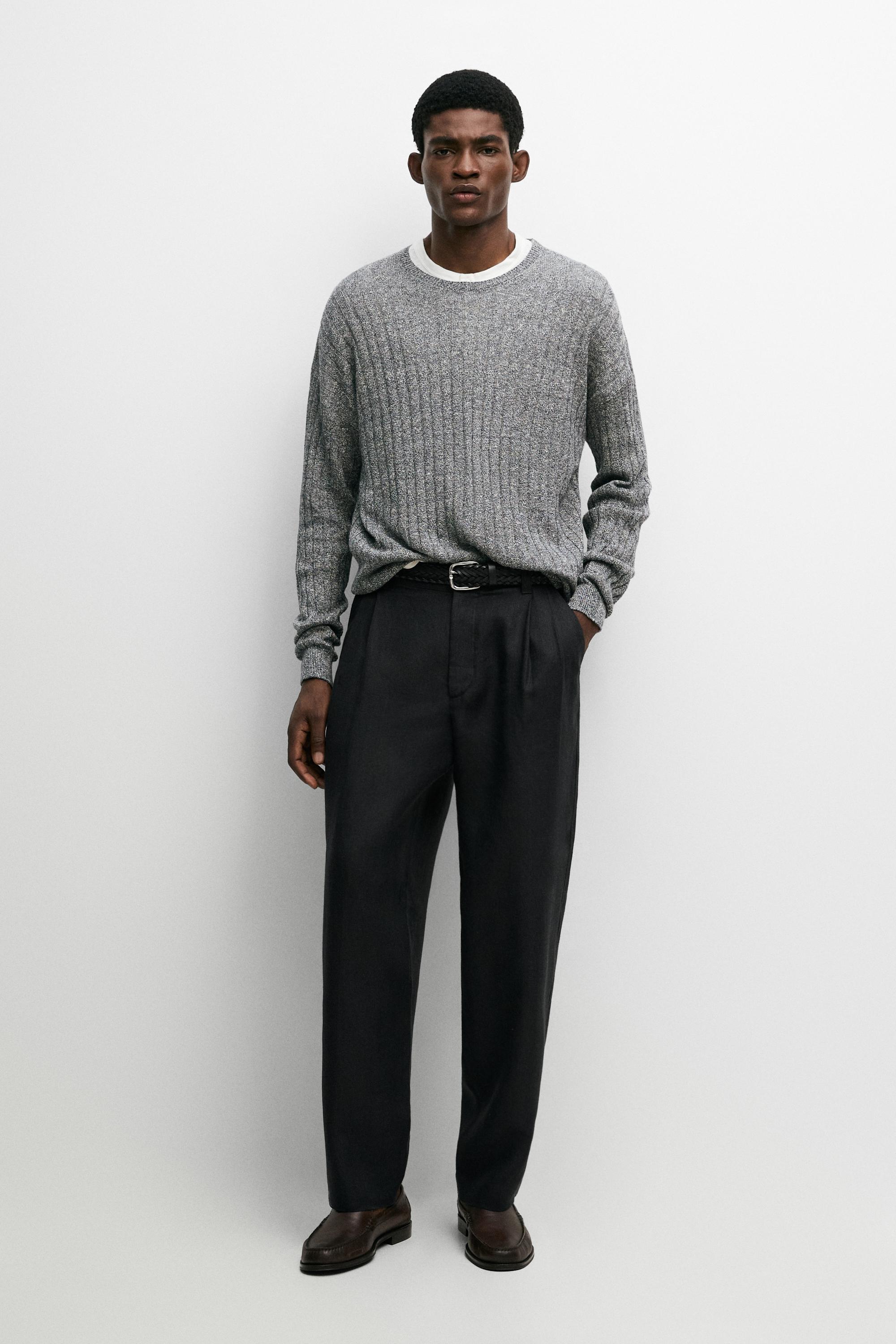 Linen cotton mouliné knit sweater