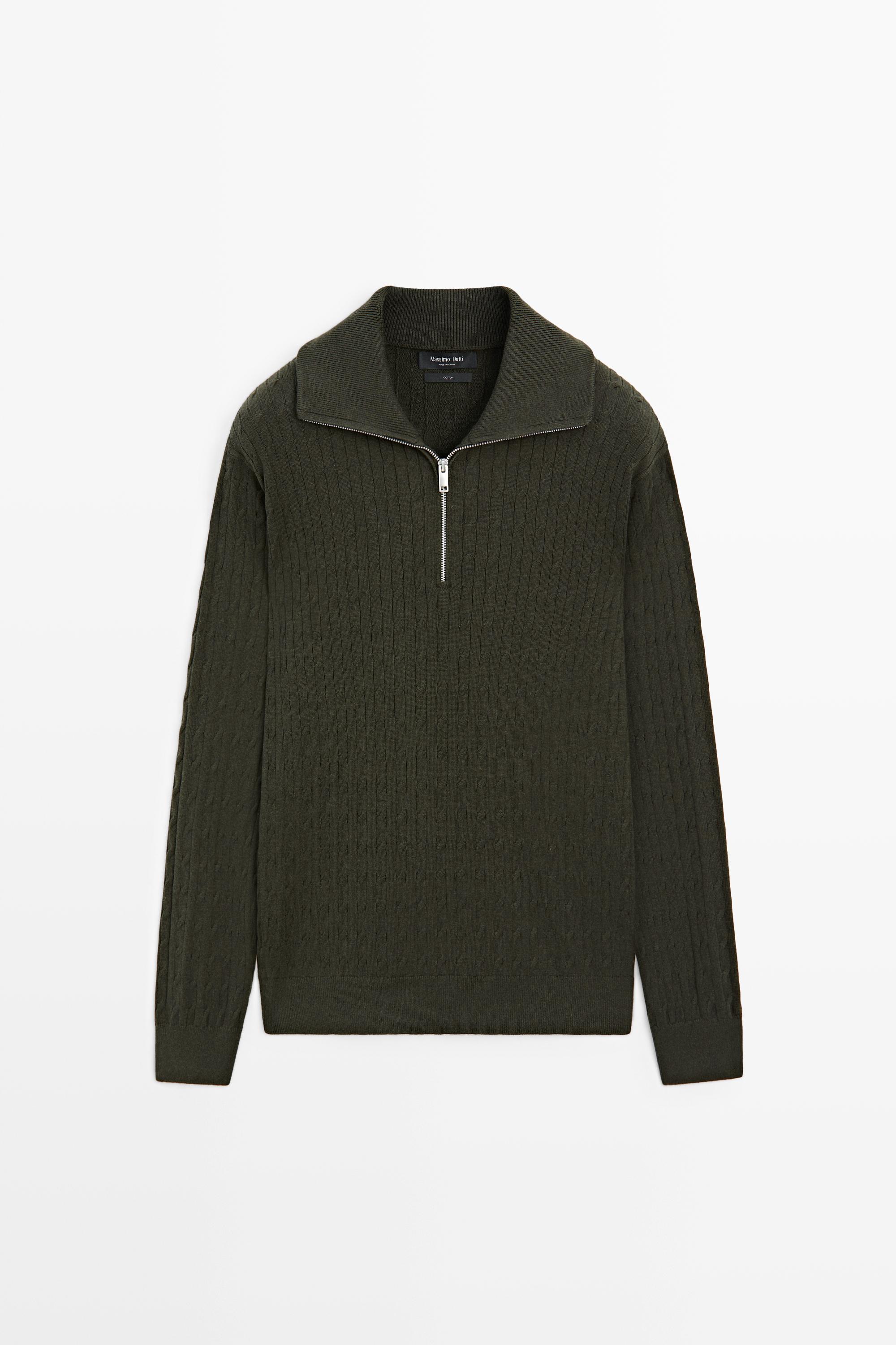Mock neck knit zip sweater
