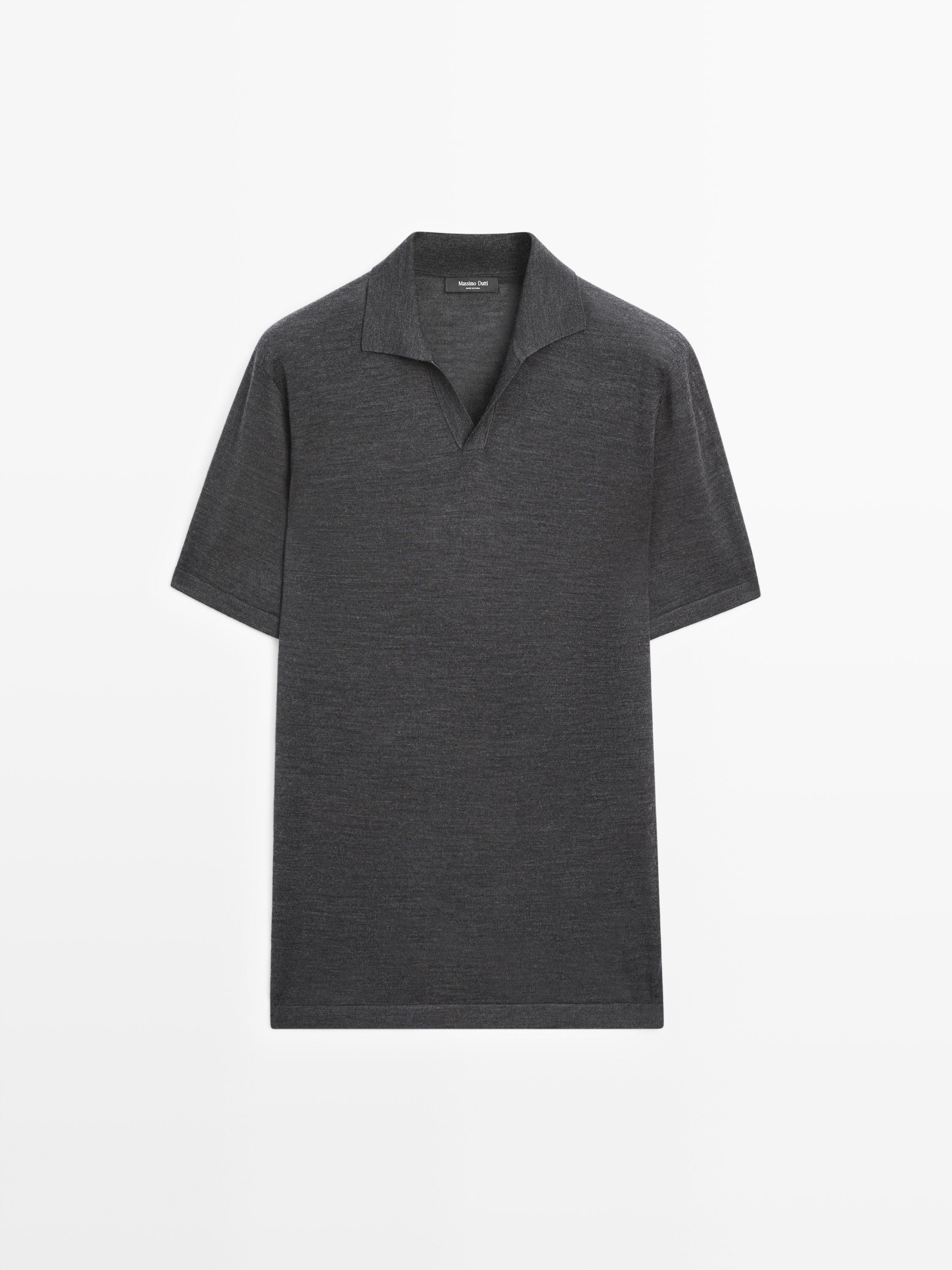 Knit V-neck polo shirt