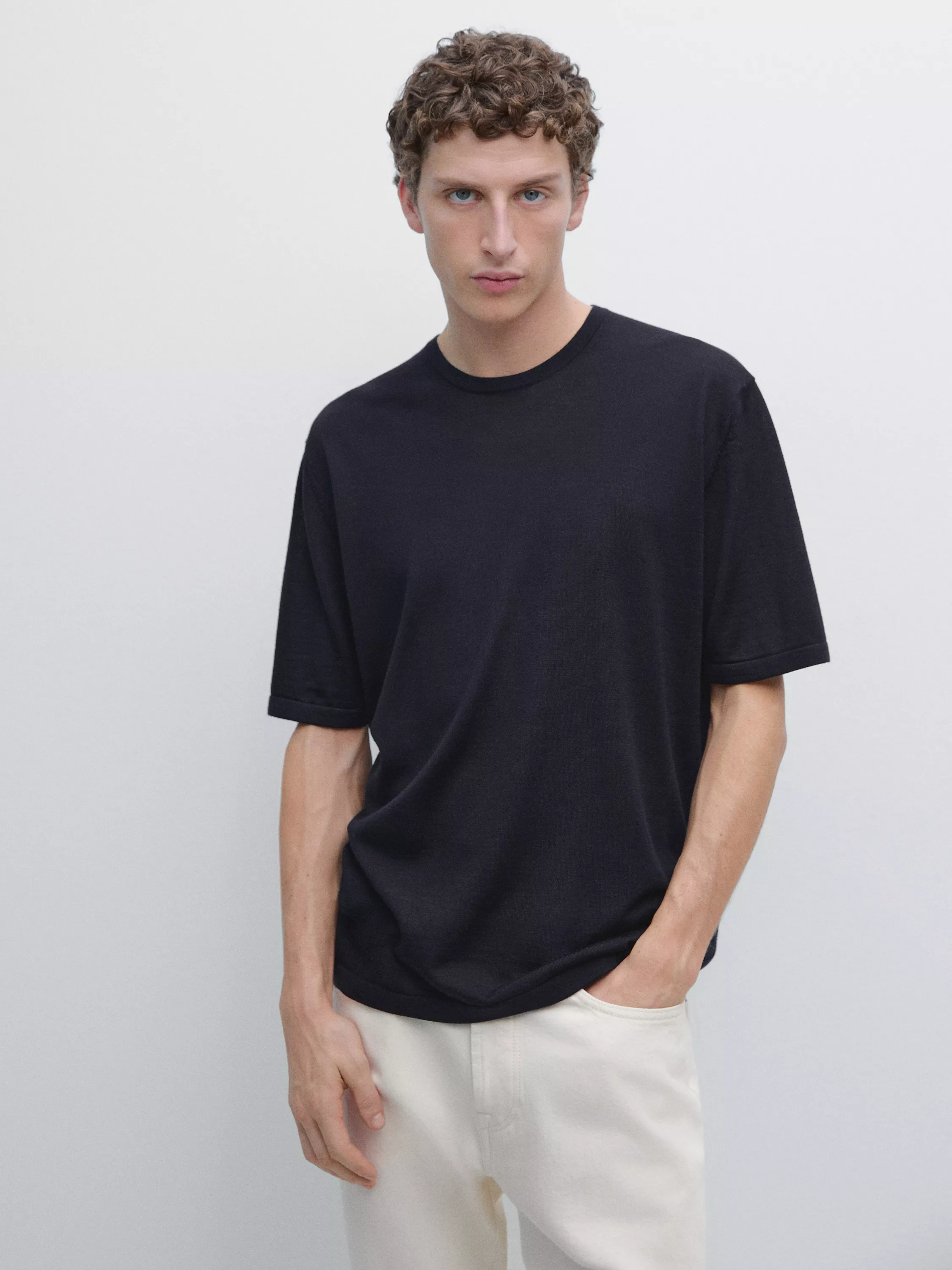 Wool blend knit T-shirt