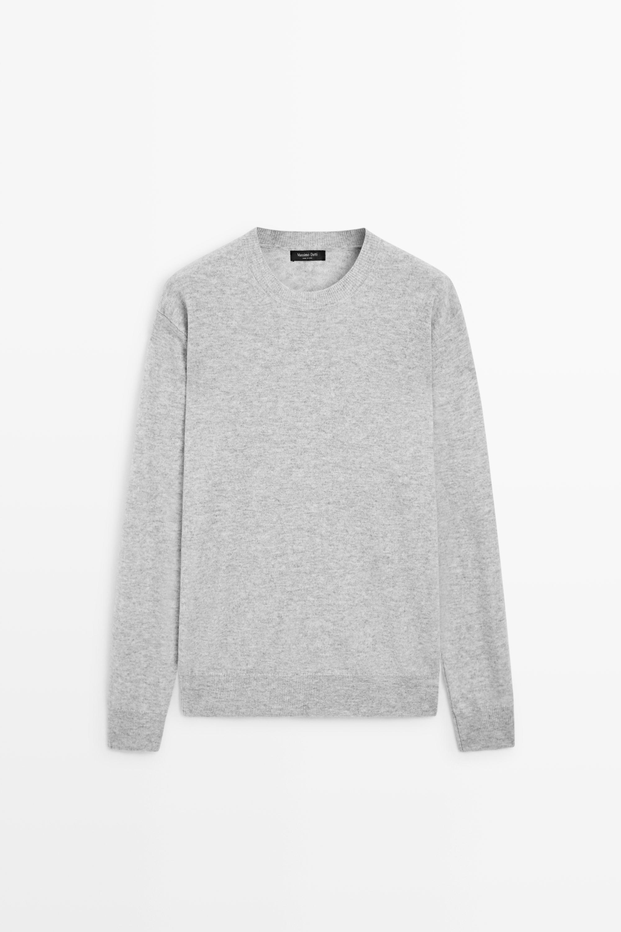Wool blend round neck knit sweater