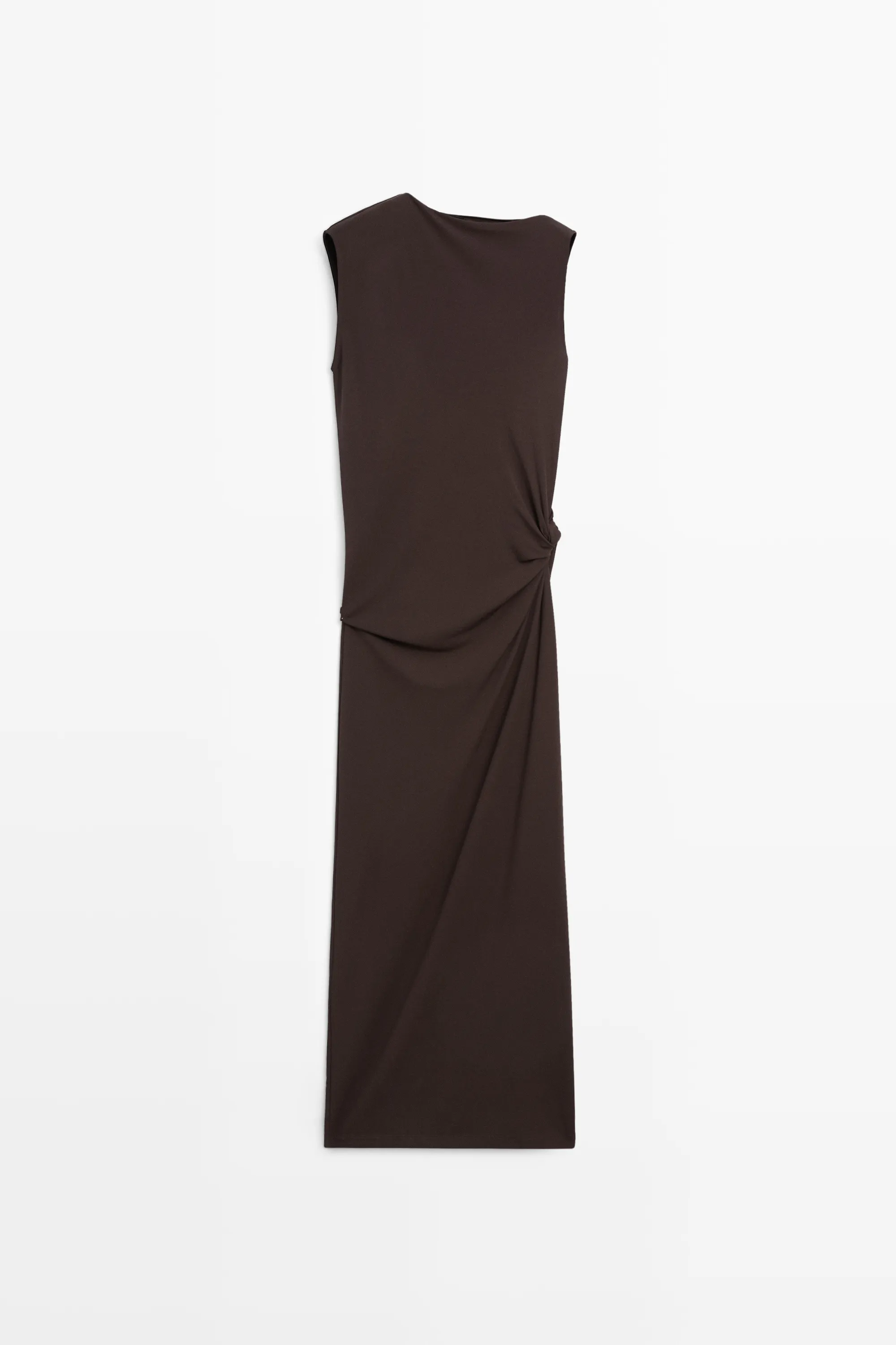Asymmetric ruched midi dress