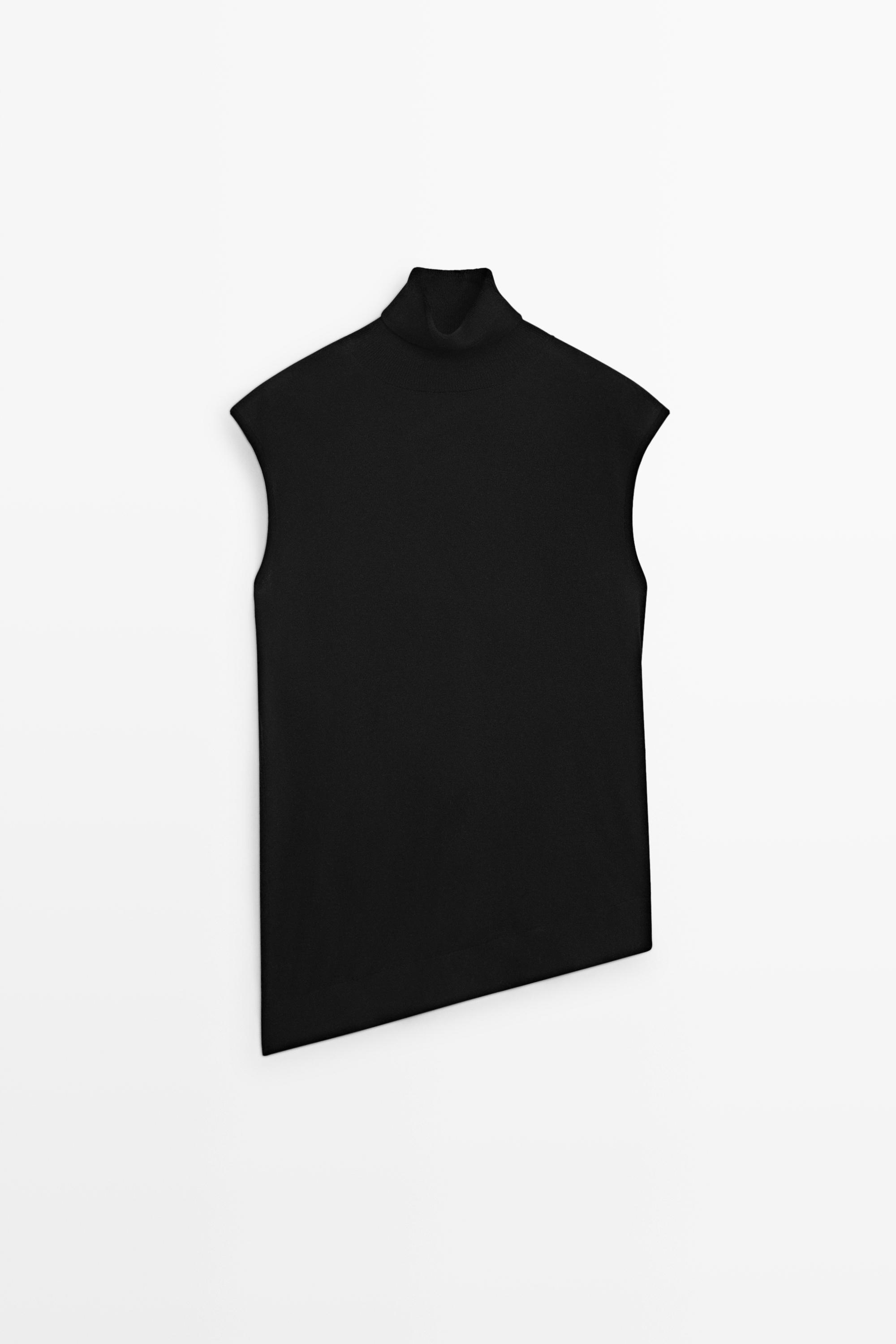 Asymmetric hem turtleneck top