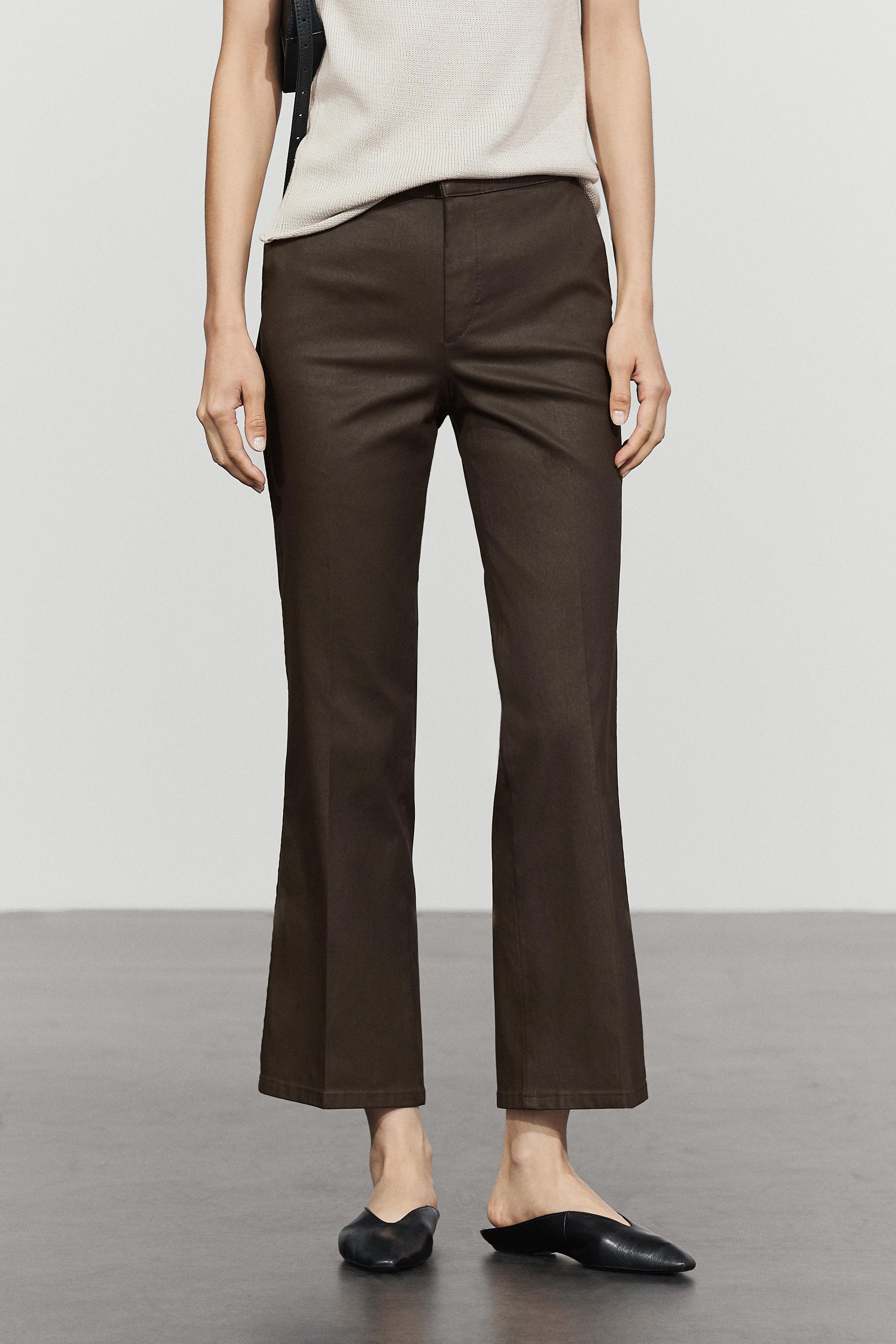 Rubberised cropped flare pants