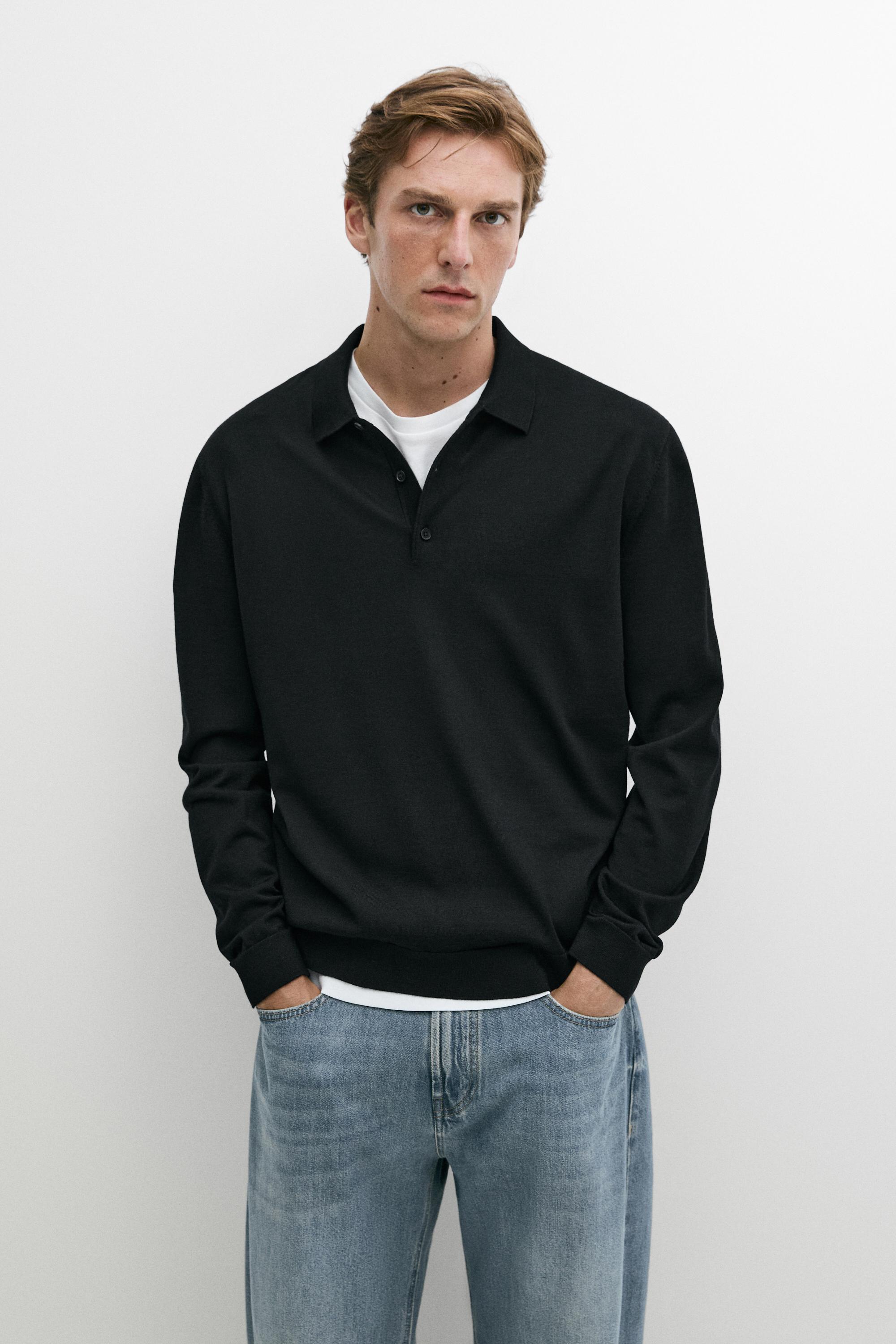 100% merino wool knit polo sweater