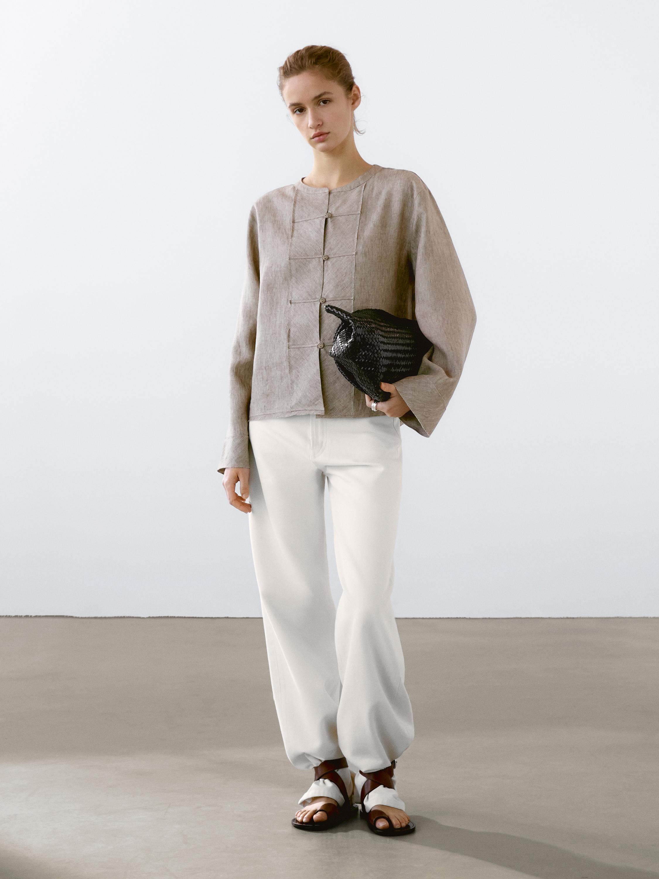 100% linen melange shirt